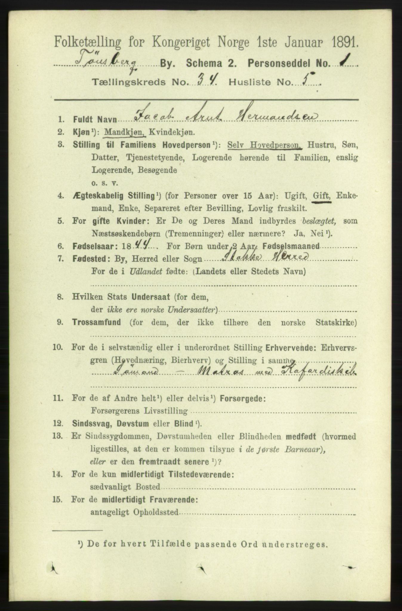 RA, 1891 census for 0705 Tønsberg, 1891, p. 7702