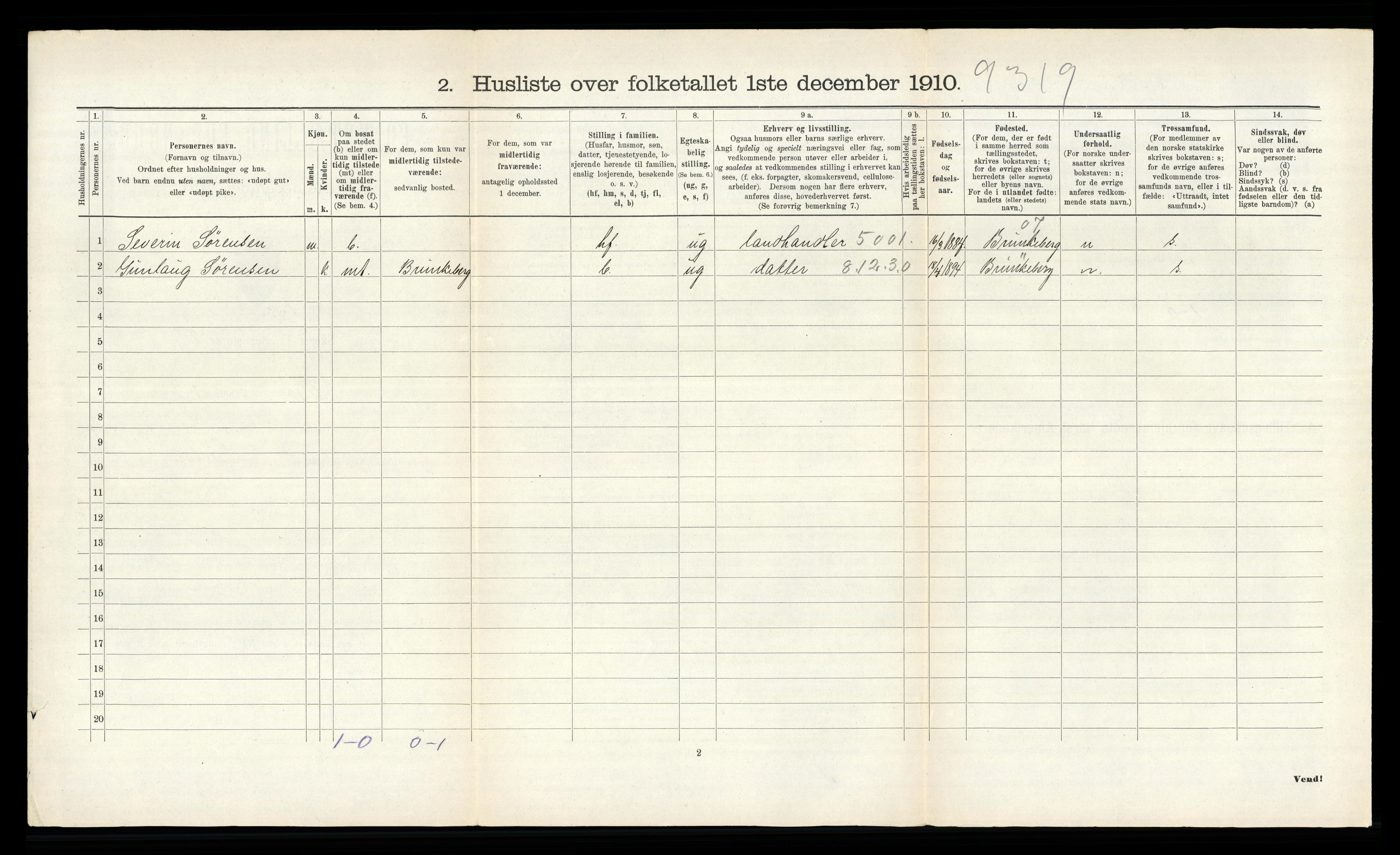 RA, 1910 census for Bø, 1910, p. 348