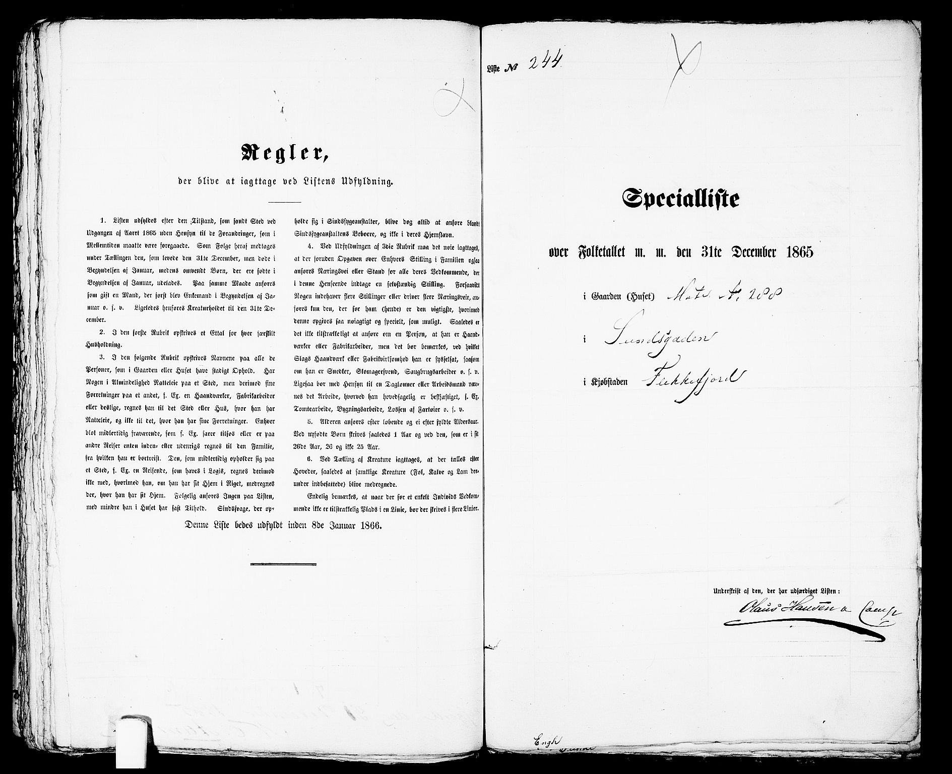 RA, 1865 census for Flekkefjord/Flekkefjord, 1865, p. 498