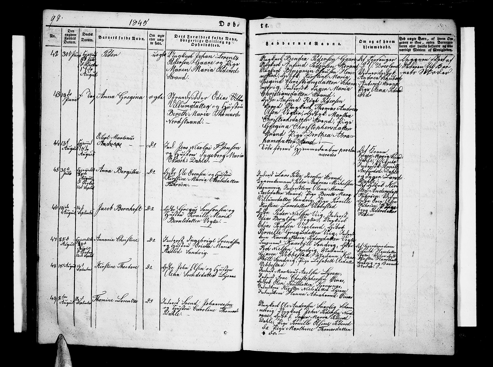 Kvæfjord sokneprestkontor, AV/SATØ-S-1323/G/Ga/Gaa/L0003kirke: Parish register (official) no. 3, 1830-1857, p. 98
