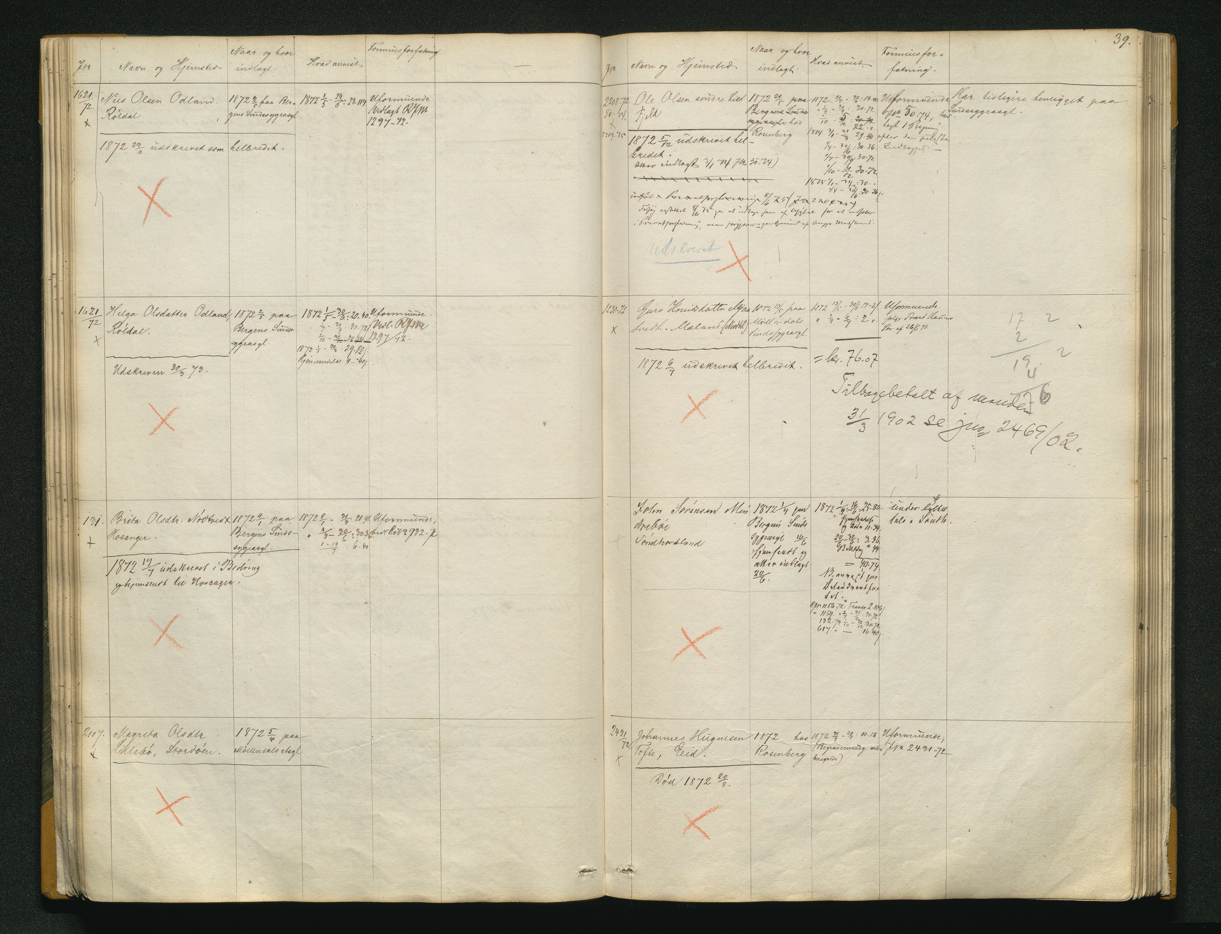 Fylkesmannen i Hordaland , AV/SAB-A-3601/1/08/08C/08Ca/L0002: Protokoll over forpleide, 1866-1878, p. 38b-39a