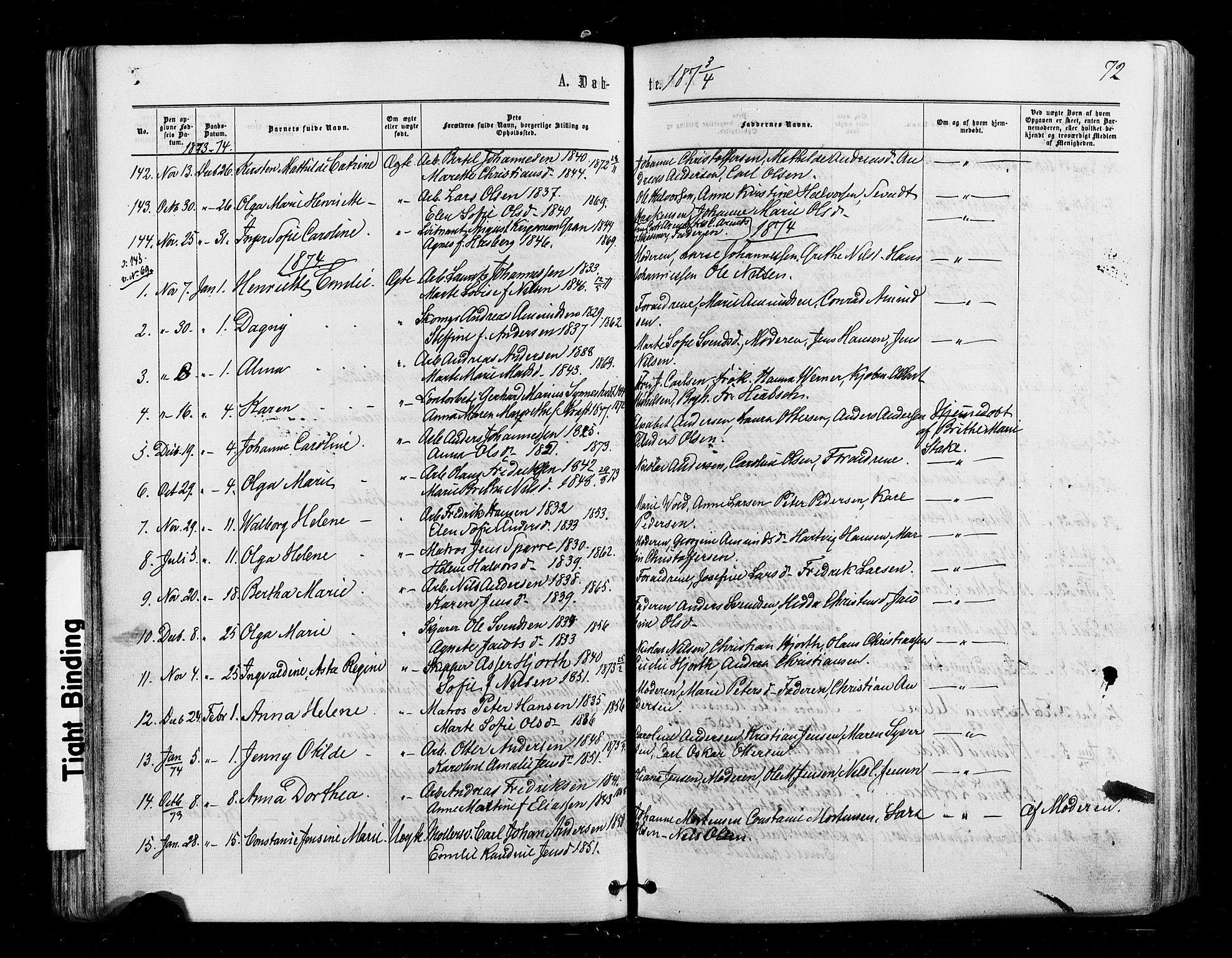 Halden prestekontor Kirkebøker, SAO/A-10909/F/Fa/L0009: Parish register (official) no. I 9, 1866-1877, p. 72