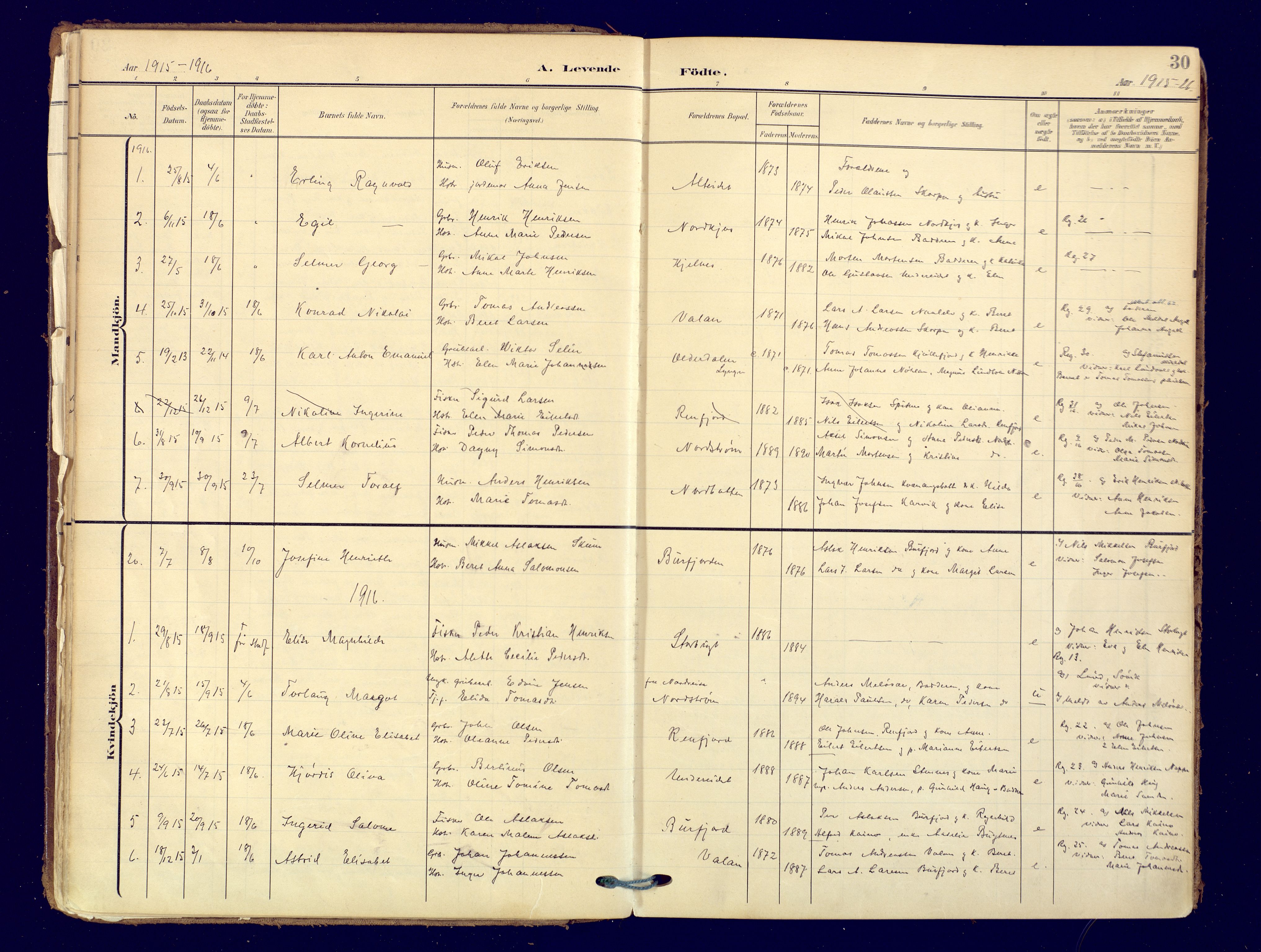 Skjervøy sokneprestkontor, AV/SATØ-S-1300/H/Ha/Haa: Parish register (official) no. 19, 1908-1936, p. 30