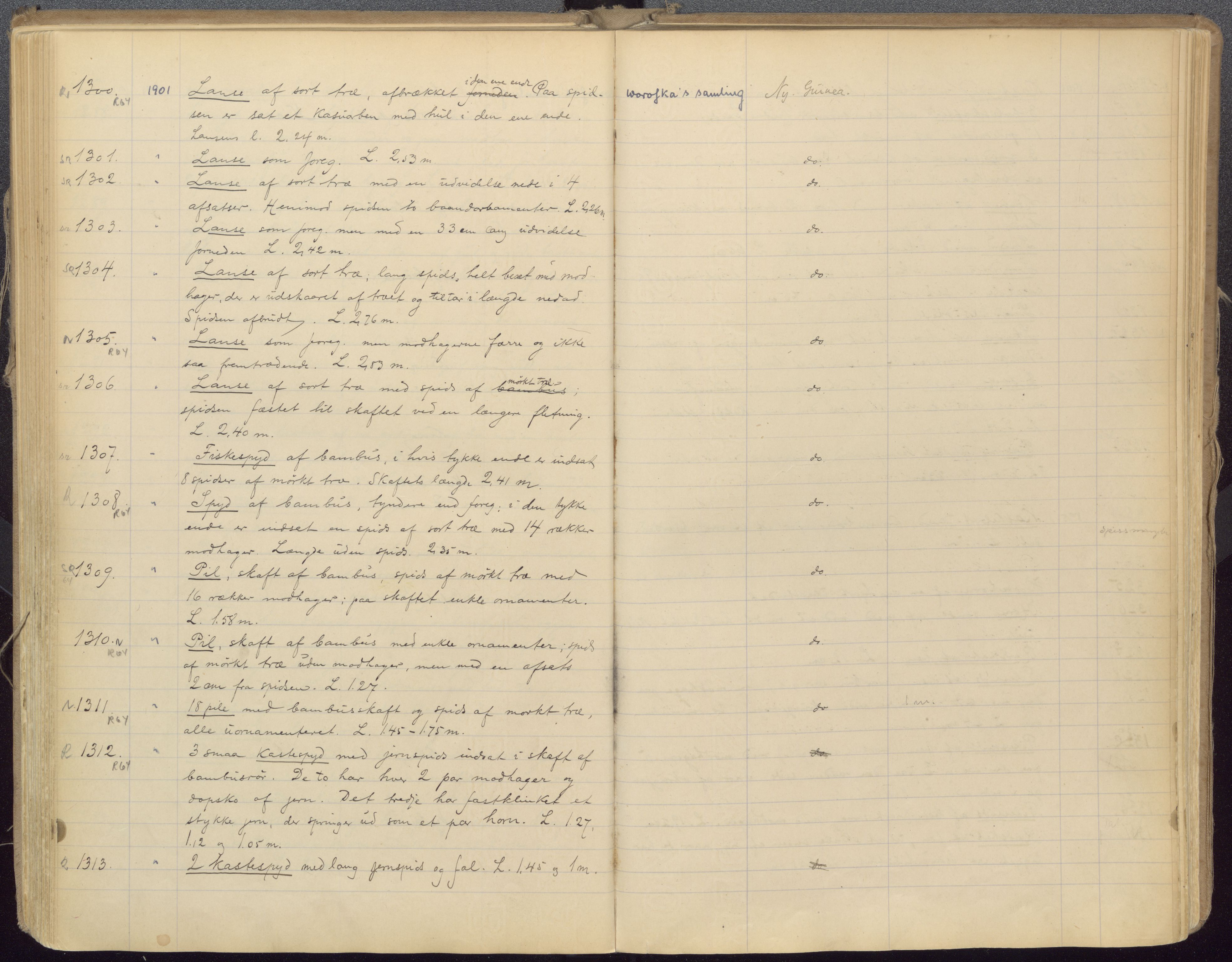 Etnografiske samlinger, UMB/A004/F/Fa/L0001: Katalog over den etnografiske samling 1 - 2800, 1894-1921, p. 237, 238