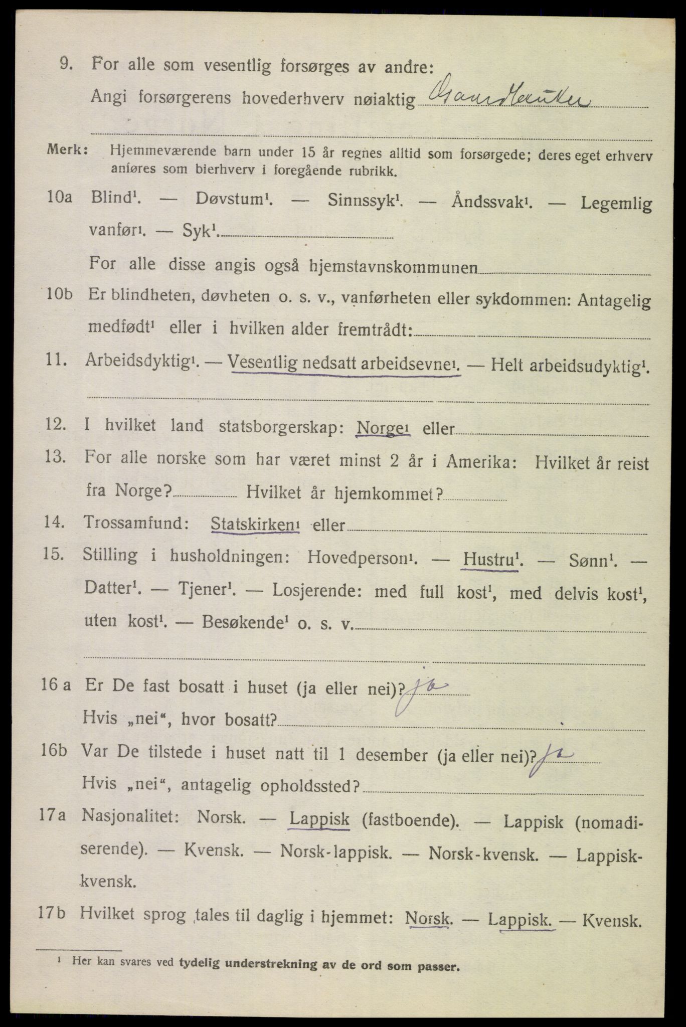 SAT, 1920 census for Ankenes, 1920, p. 3100