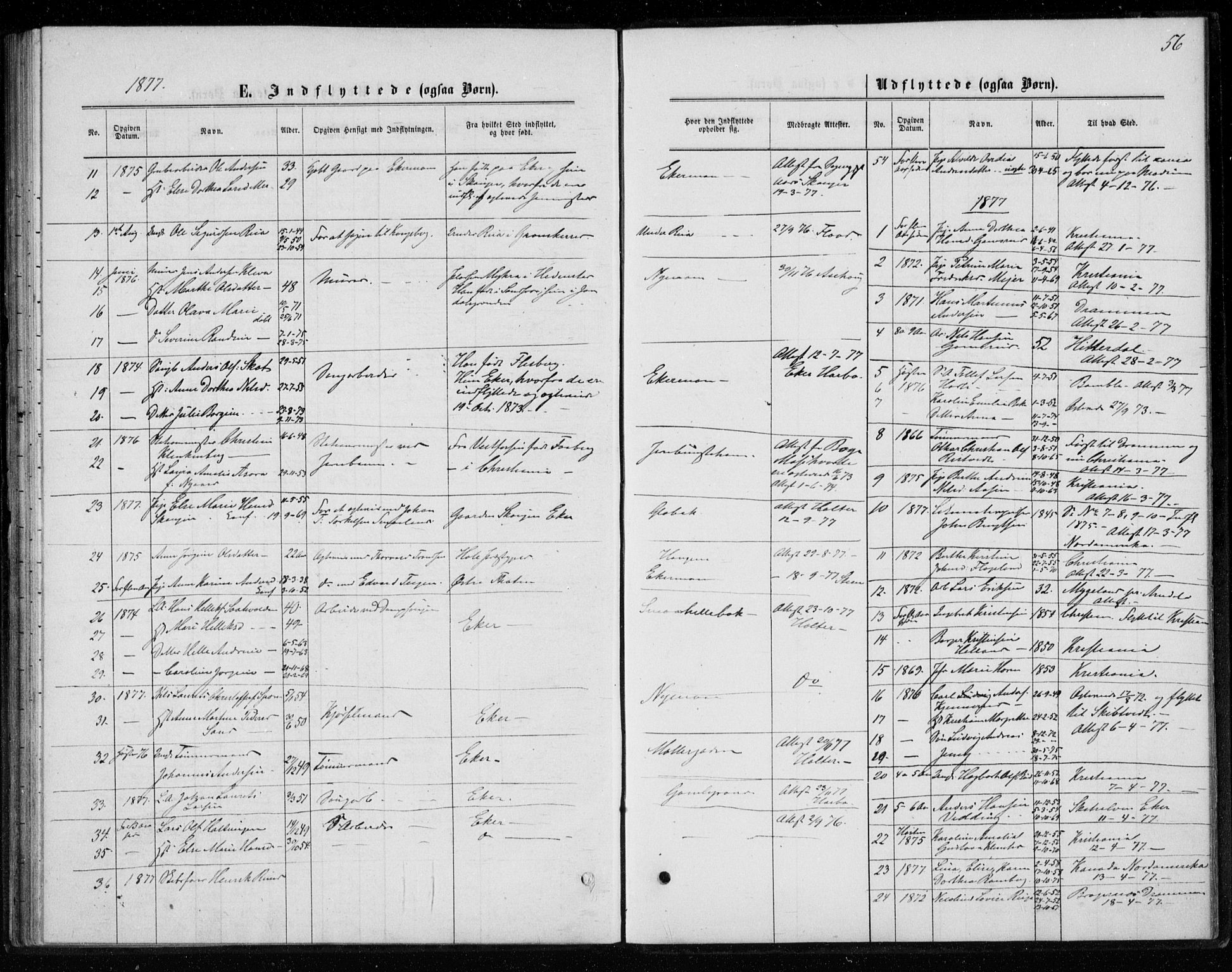 Kongsberg kirkebøker, AV/SAKO-A-22/G/Ga/L0004: Parish register (copy) no. 4, 1876-1877, p. 56