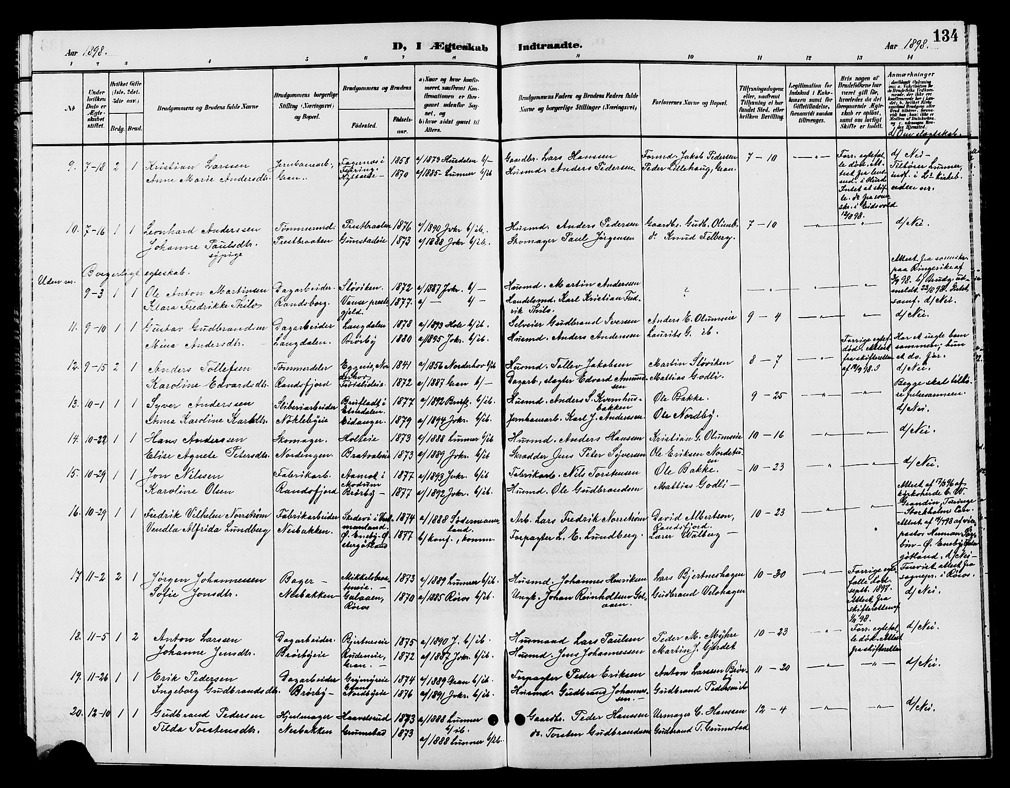 Jevnaker prestekontor, SAH/PREST-116/H/Ha/Hab/L0002: Parish register (copy) no. 2, 1896-1906, p. 134