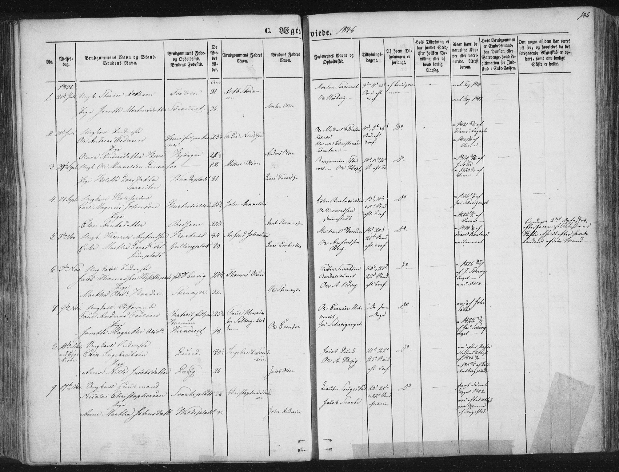 Ministerialprotokoller, klokkerbøker og fødselsregistre - Nord-Trøndelag, SAT/A-1458/741/L0392: Parish register (official) no. 741A06, 1836-1848, p. 186