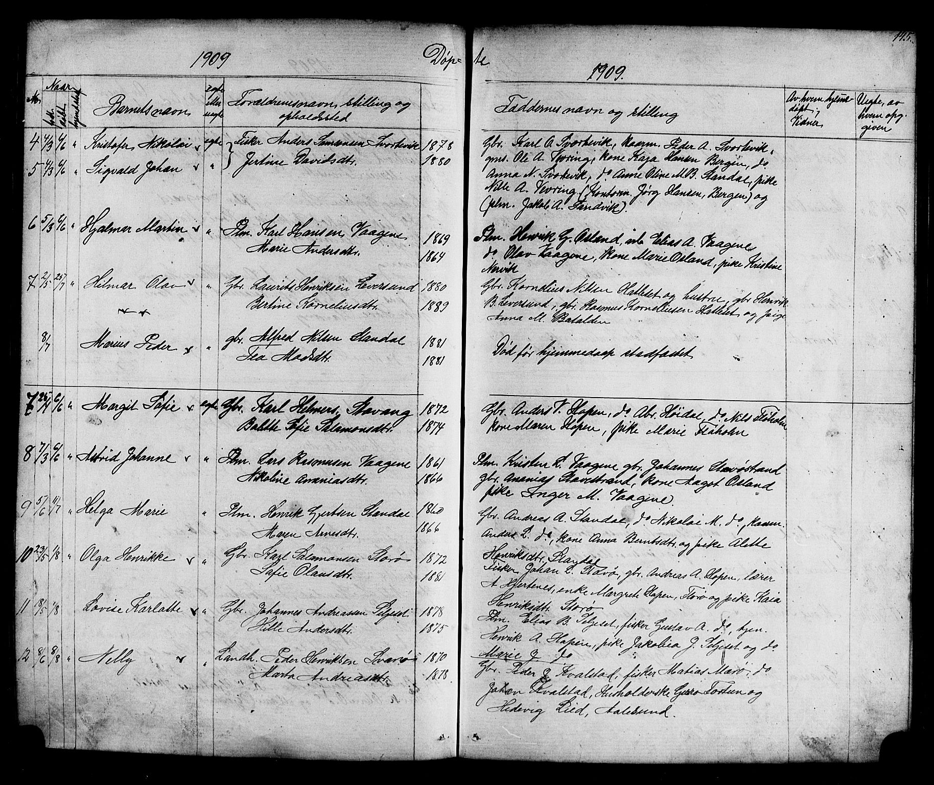 Kinn sokneprestembete, AV/SAB-A-80801/H/Hab/Habc/L0002: Parish register (copy) no. C 2, 1869-1918, p. 145