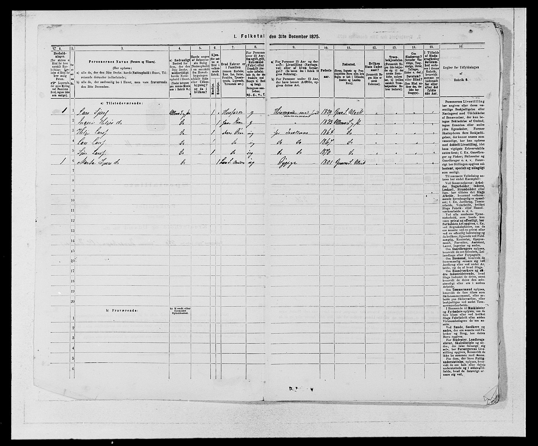 SAB, 1875 census for 1230P Ullensvang, 1875, p. 1591