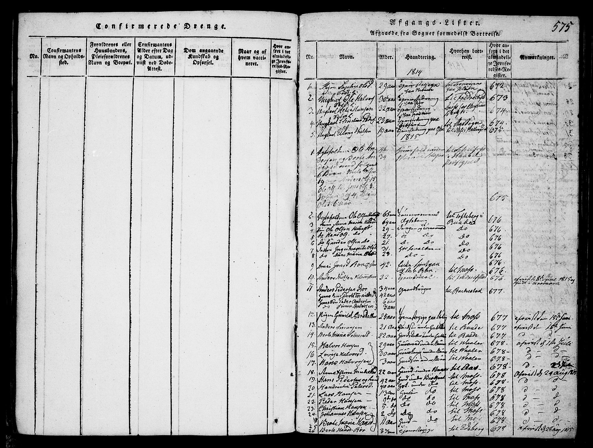 Rygge prestekontor Kirkebøker, SAO/A-10084b/F/Fa/L0003: Parish register (official) no. 3, 1814-1836, p. 574-575