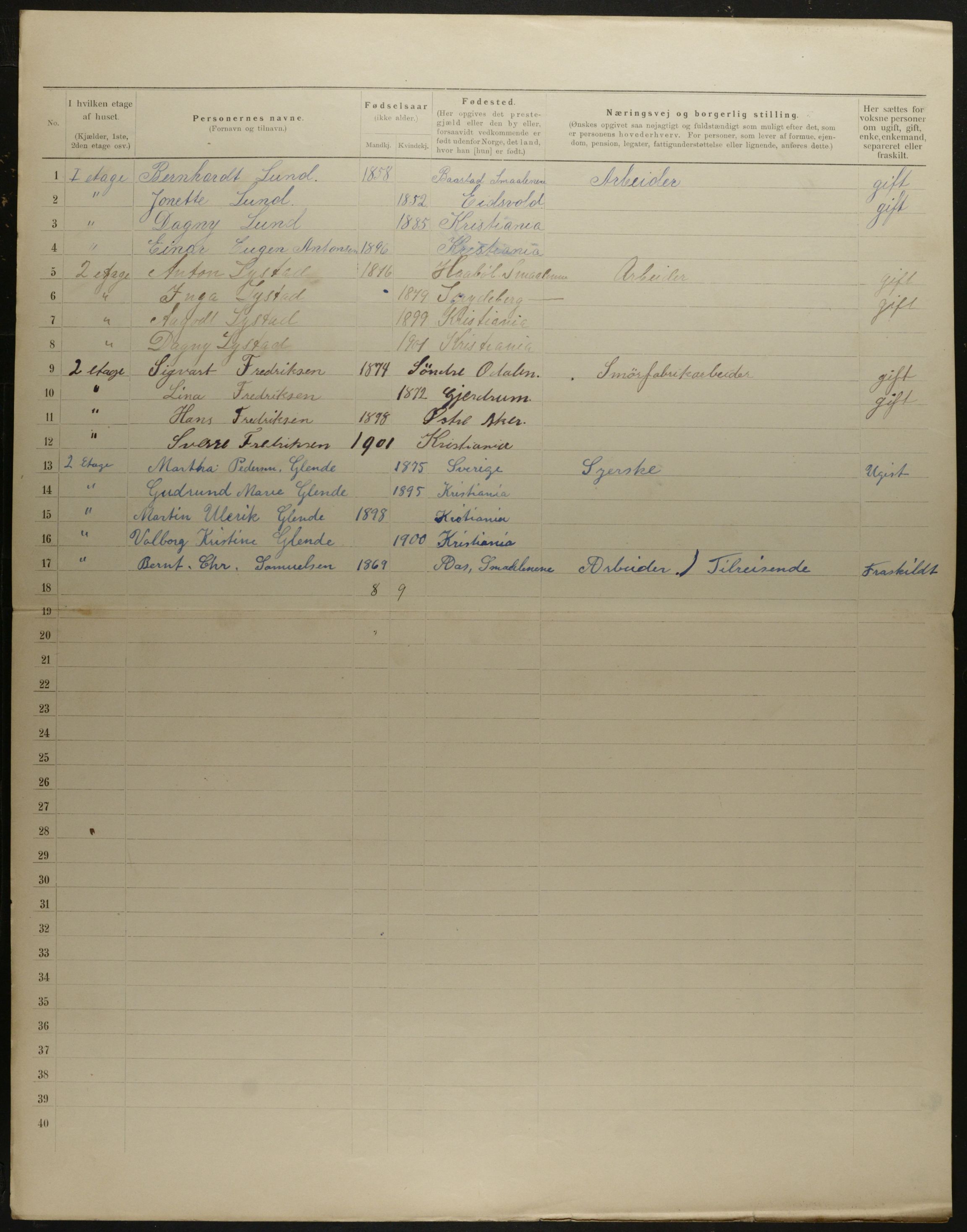 OBA, Municipal Census 1901 for Kristiania, 1901, p. 11609