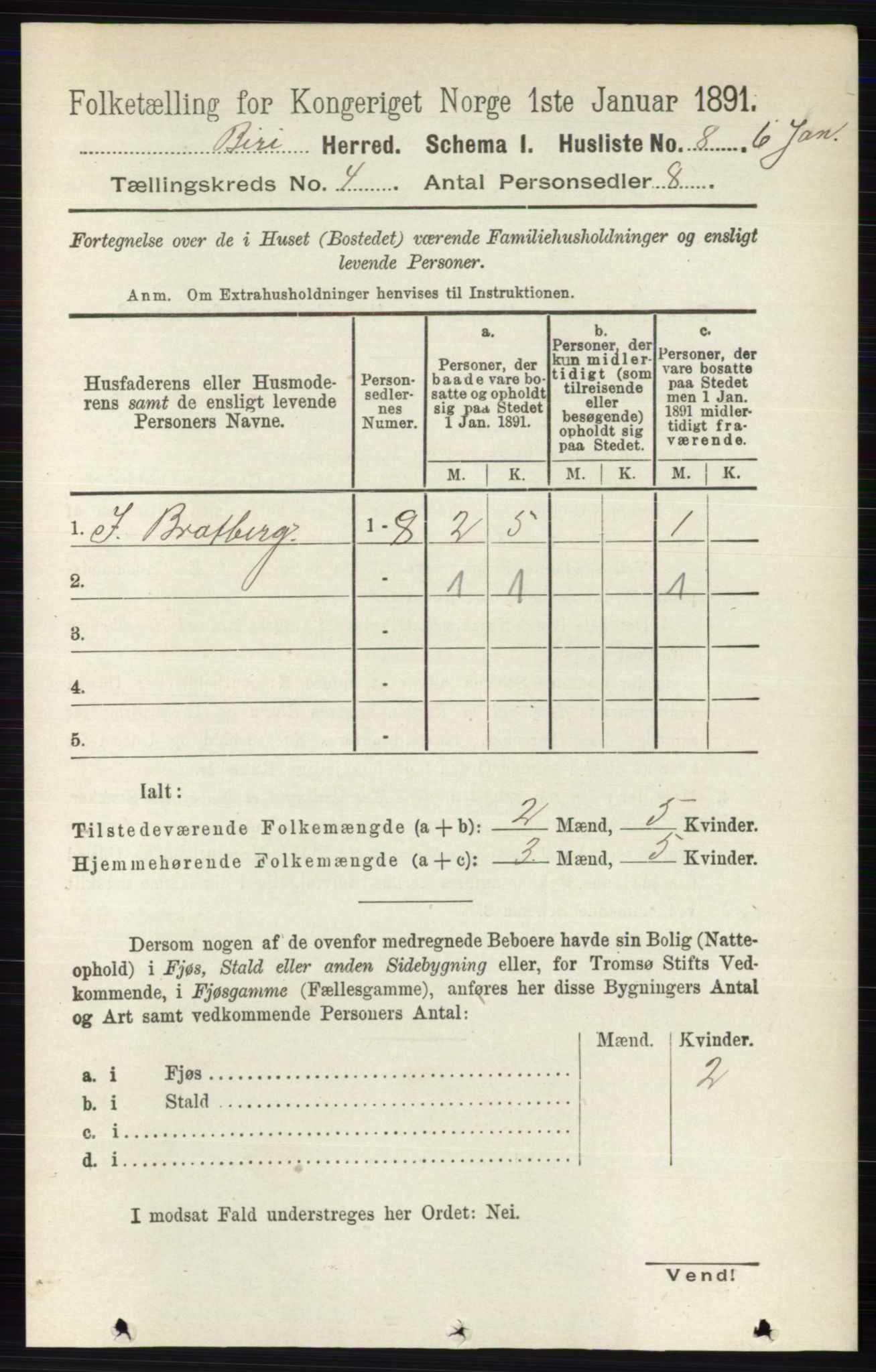 RA, 1891 census for 0525 Biri, 1891, p. 1335