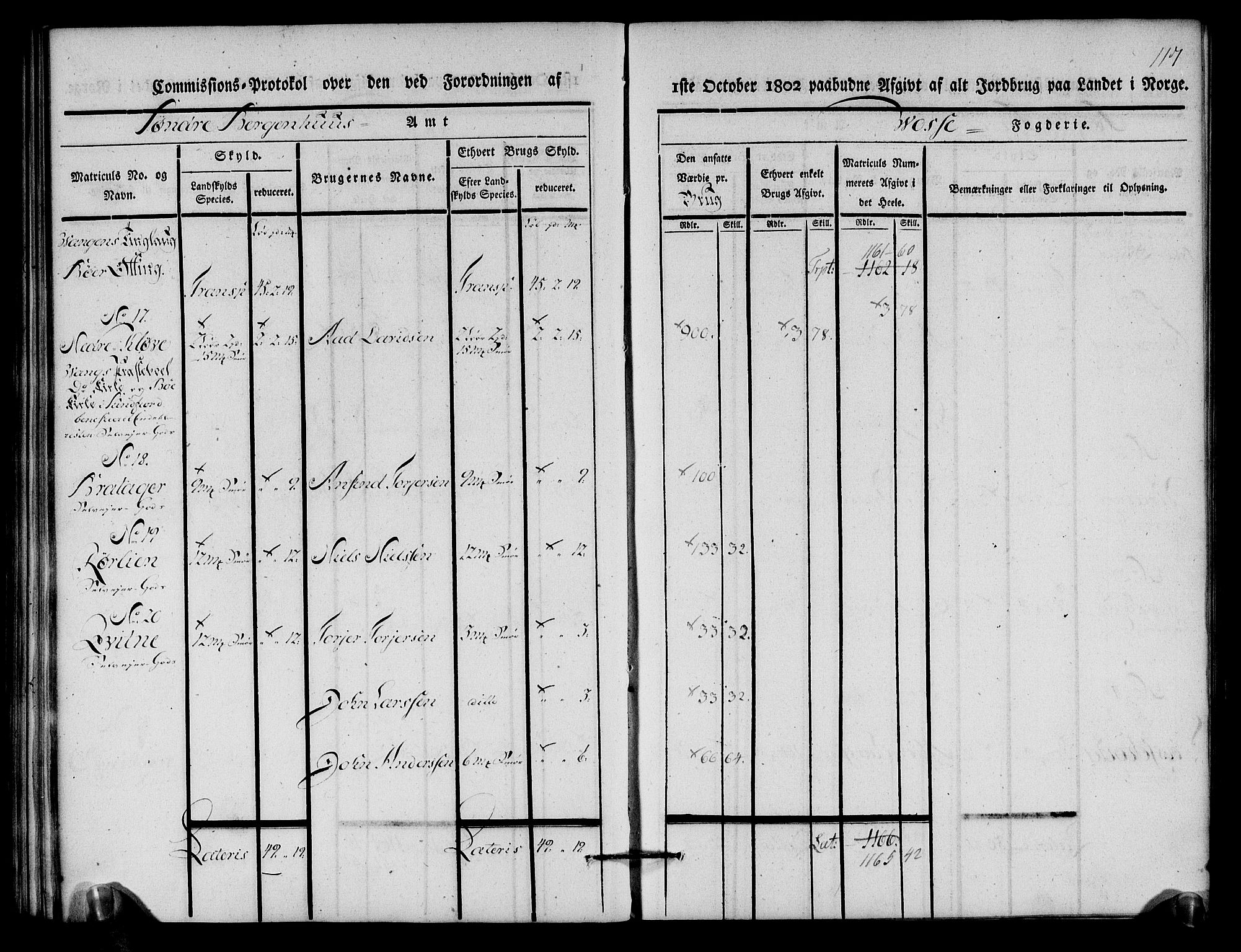 Rentekammeret inntil 1814, Realistisk ordnet avdeling, AV/RA-EA-4070/N/Ne/Nea/L0112: Nordhordland og Voss fogderi. Kommisjonsprotokoll for Voss, 1803, p. 119