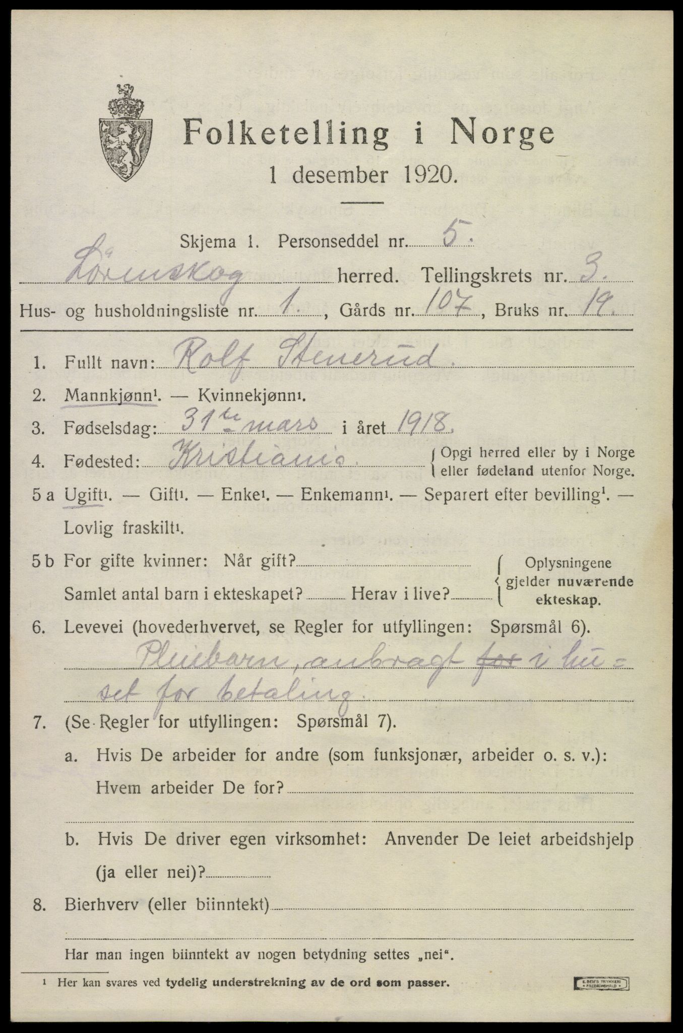 SAO, 1920 census for Lørenskog, 1920, p. 2769