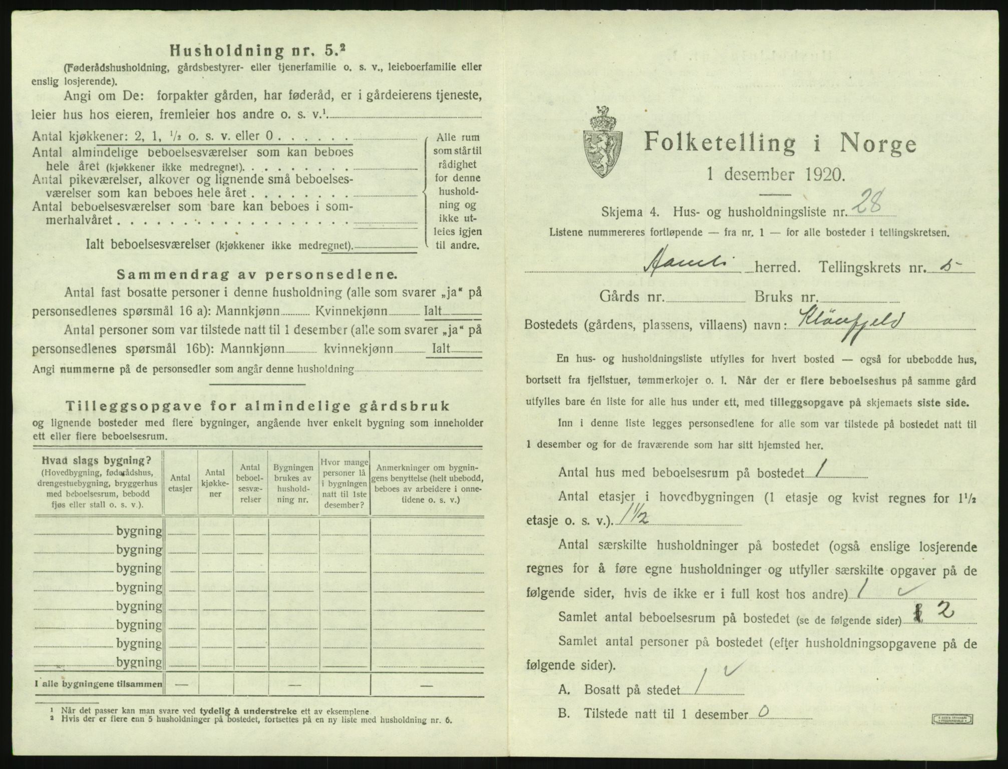 SAK, 1920 census for Åmli, 1920, p. 359