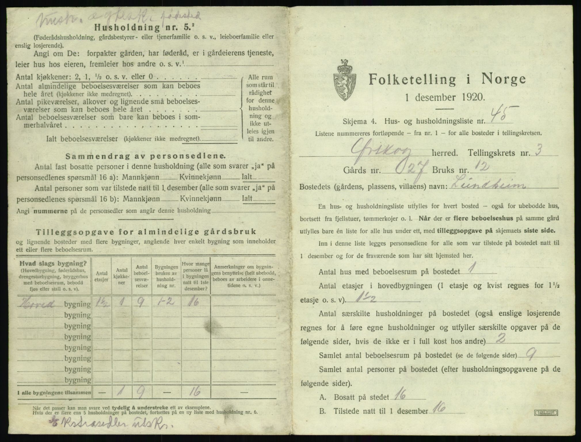 SAT, 1920 census for Ørskog, 1920, p. 294