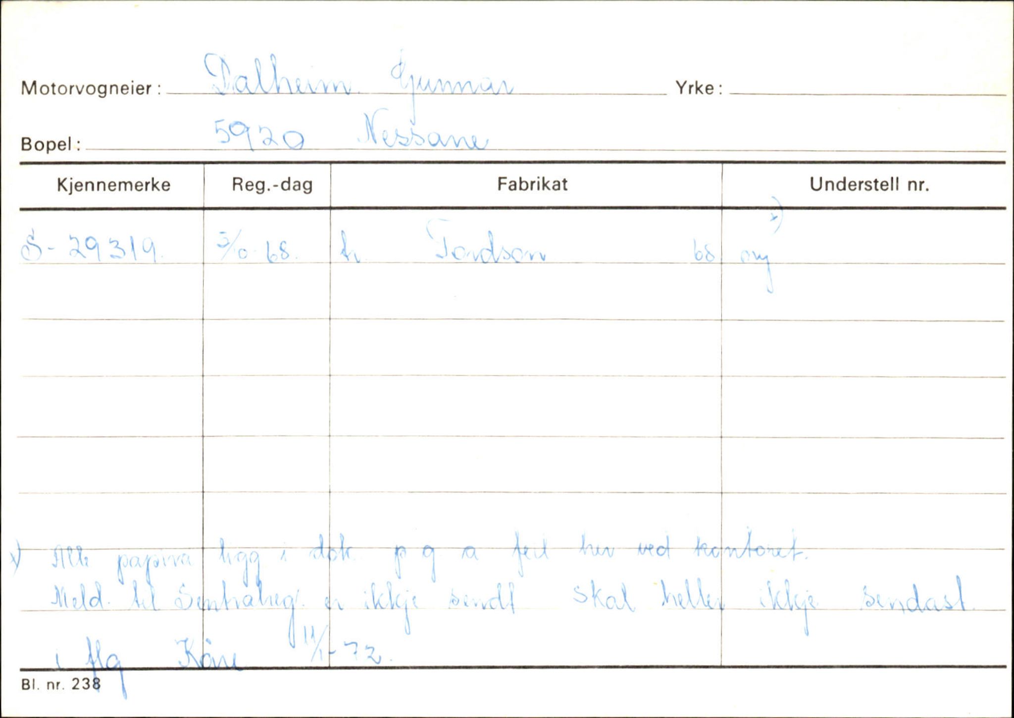 Statens vegvesen, Sogn og Fjordane vegkontor, AV/SAB-A-5301/4/F/L0132: Eigarregister Askvoll A-Å. Balestrand A-Å, 1945-1975, p. 1645