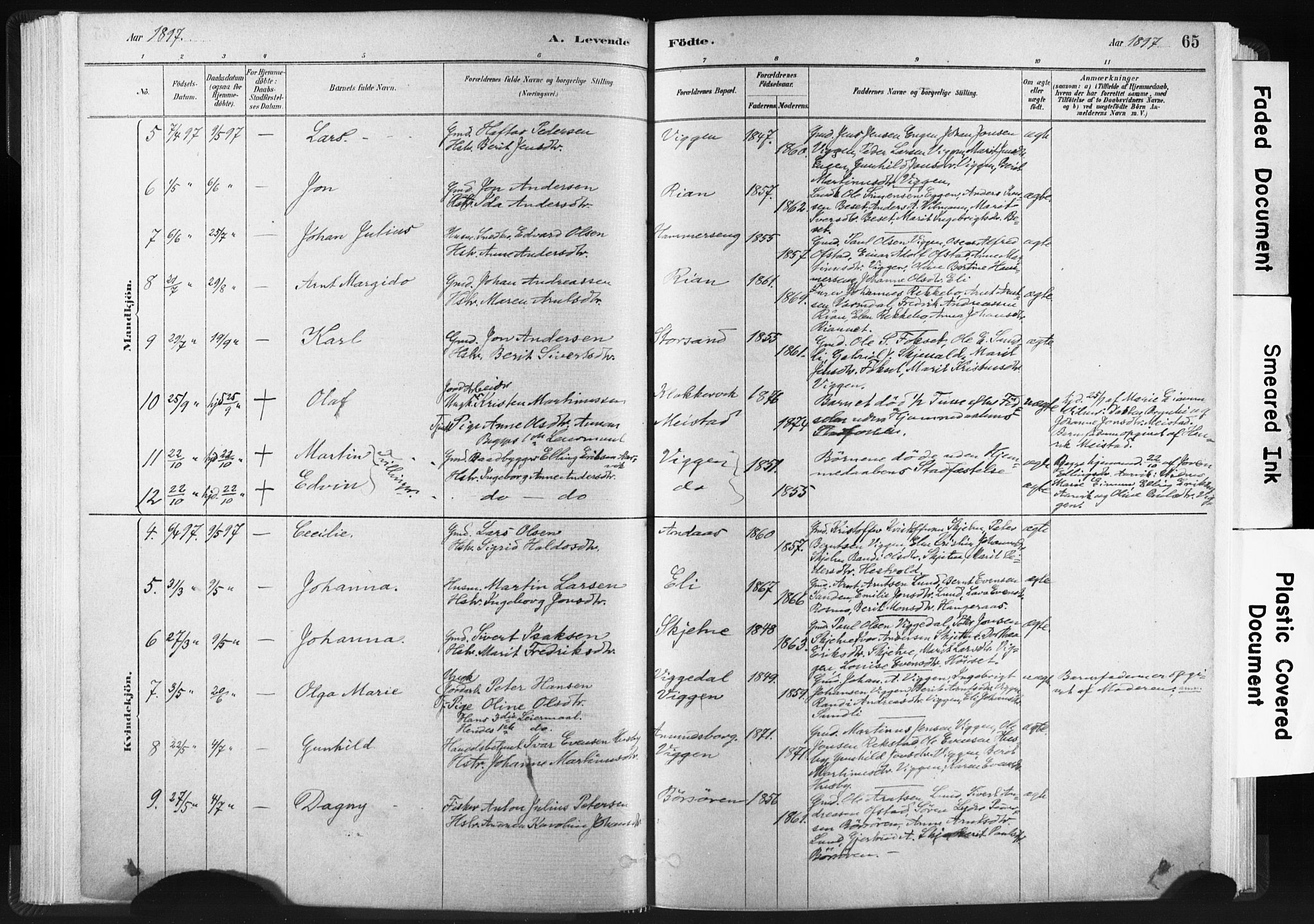 Ministerialprotokoller, klokkerbøker og fødselsregistre - Sør-Trøndelag, SAT/A-1456/665/L0773: Parish register (official) no. 665A08, 1879-1905, p. 65