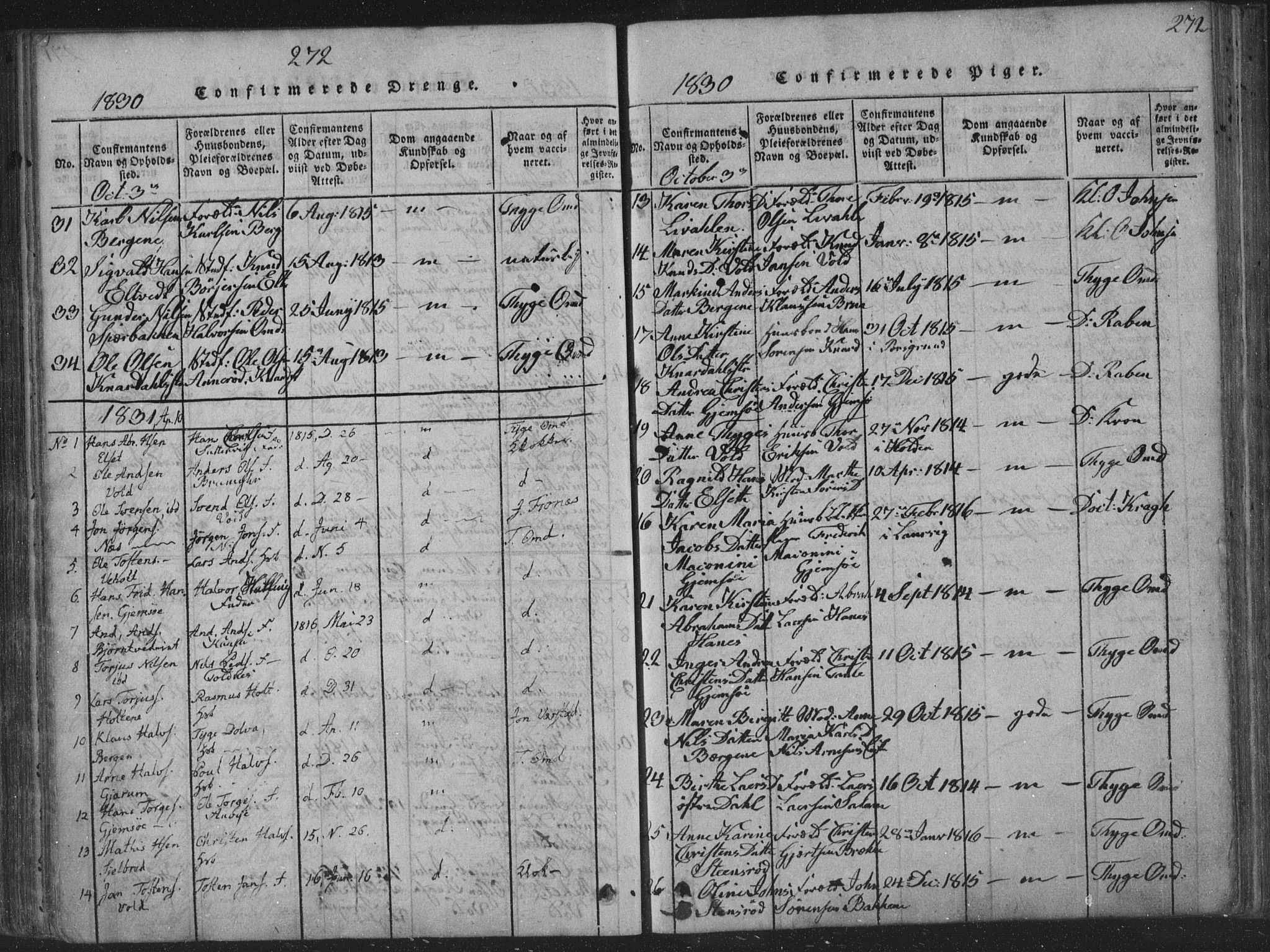Solum kirkebøker, SAKO/A-306/F/Fa/L0004: Parish register (official) no. I 4, 1814-1833, p. 272