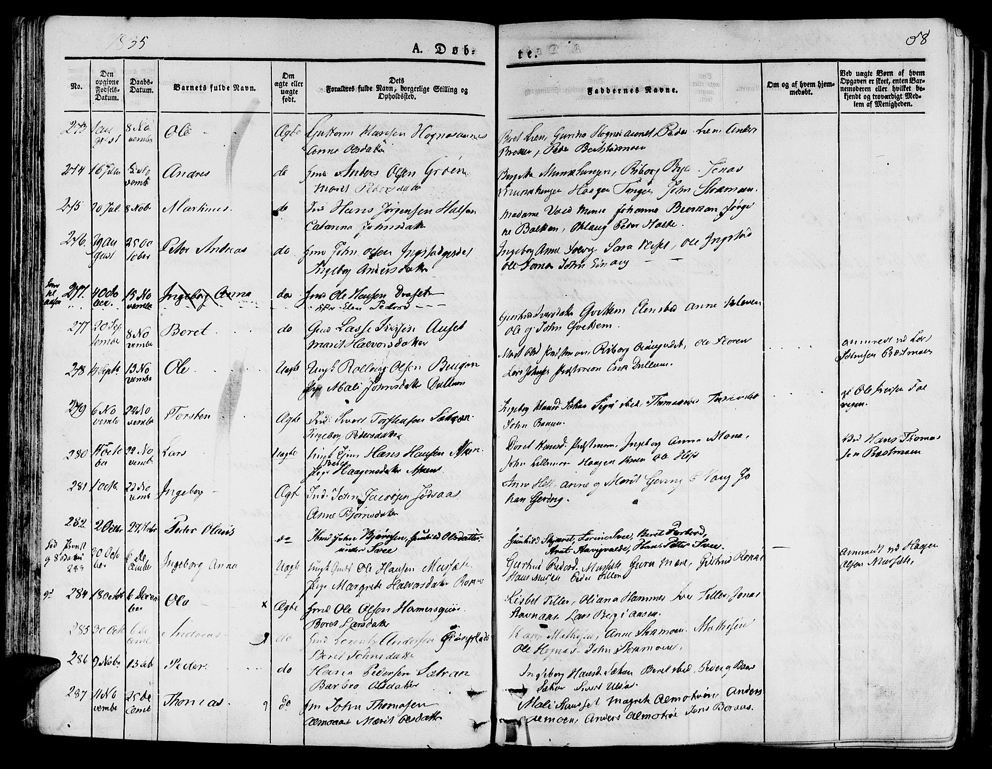 Ministerialprotokoller, klokkerbøker og fødselsregistre - Nord-Trøndelag, SAT/A-1458/709/L0071: Parish register (official) no. 709A11, 1833-1844, p. 58