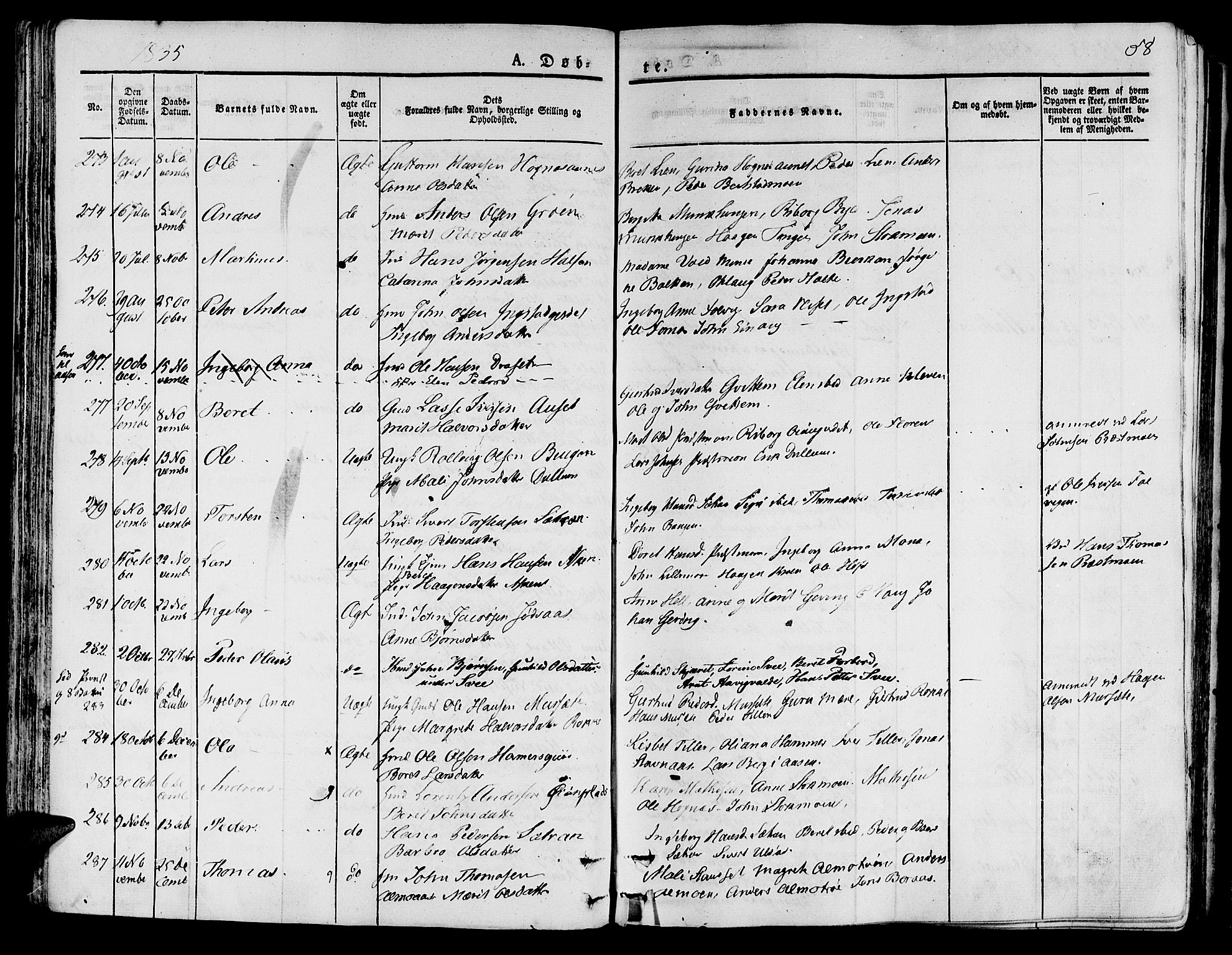 Ministerialprotokoller, klokkerbøker og fødselsregistre - Nord-Trøndelag, AV/SAT-A-1458/709/L0071: Parish register (official) no. 709A11, 1833-1844, p. 58