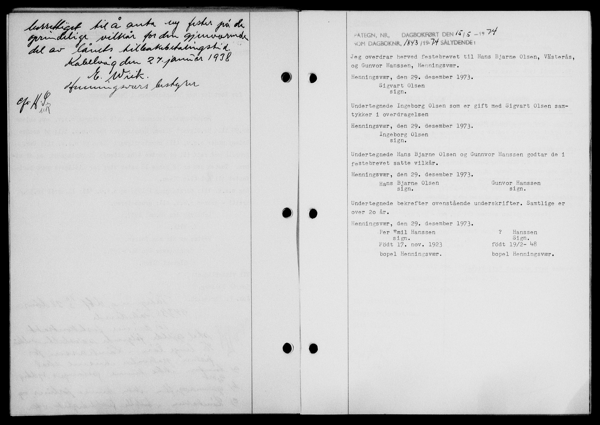 Lofoten sorenskriveri, SAT/A-0017/1/2/2C/L0002a: Mortgage book no. 2a, 1937-1937, Diary no: : 1843/1974