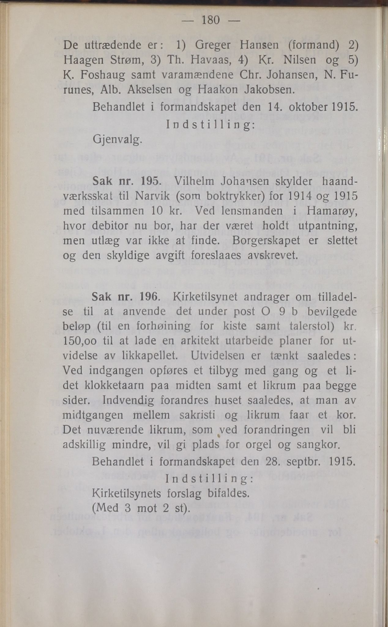 Narvik kommune. Formannskap , AIN/K-18050.150/A/Ab/L0005: Møtebok, 1915