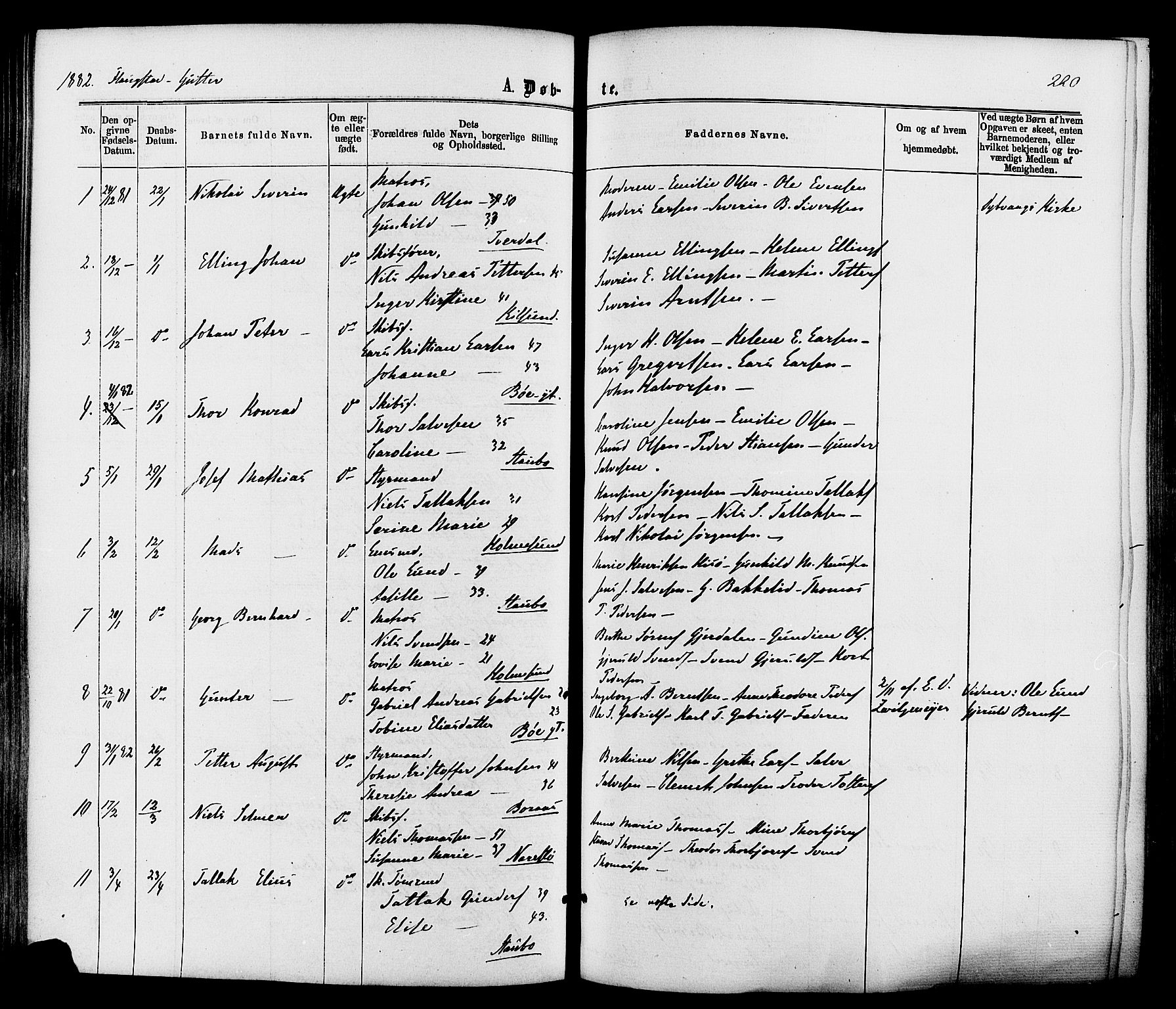 Dypvåg sokneprestkontor, SAK/1111-0007/F/Fa/Faa/L0007: Parish register (official) no. A 7 /2, 1877-1884, p. 220