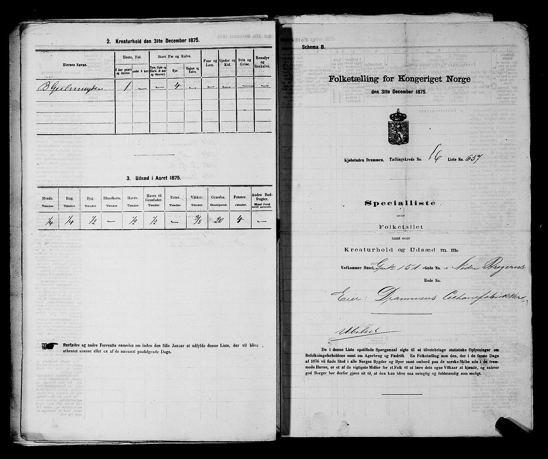 SAKO, 1875 census for 0602 Drammen, 1875, p. 1853