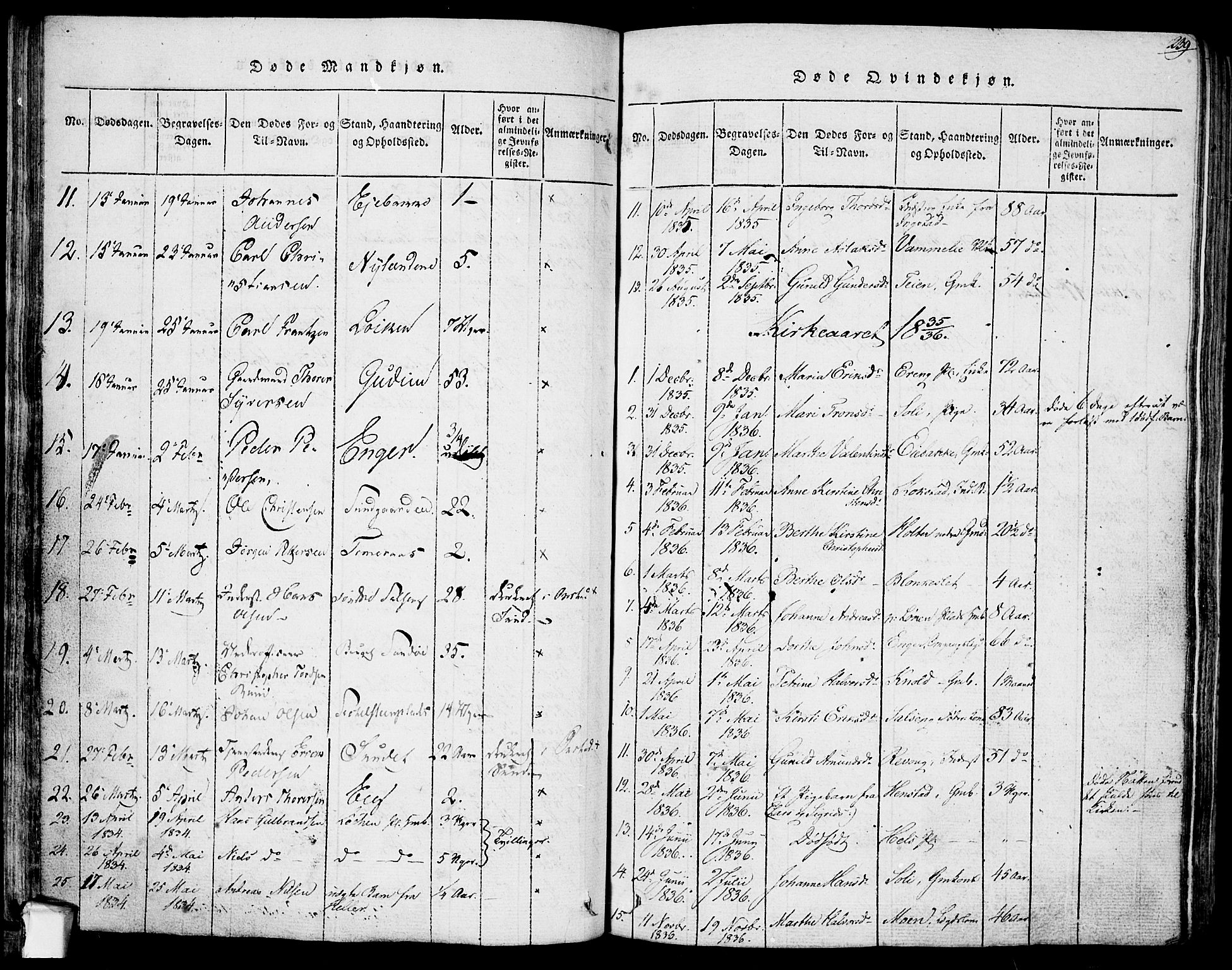 Askim prestekontor Kirkebøker, AV/SAO-A-10900/F/Fa/L0004: Parish register (official) no. 4, 1817-1846, p. 238-239