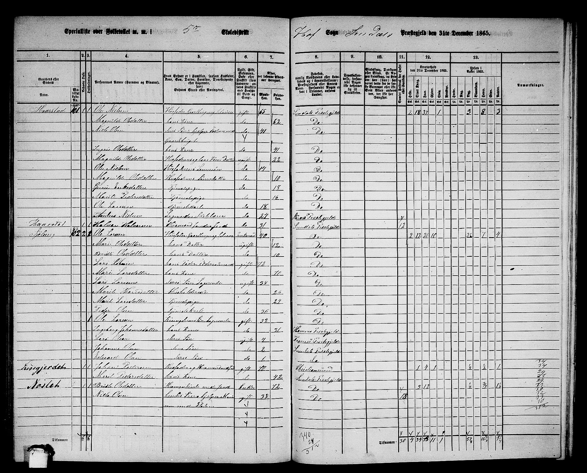 RA, 1865 census for Sunndal, 1865, p. 75