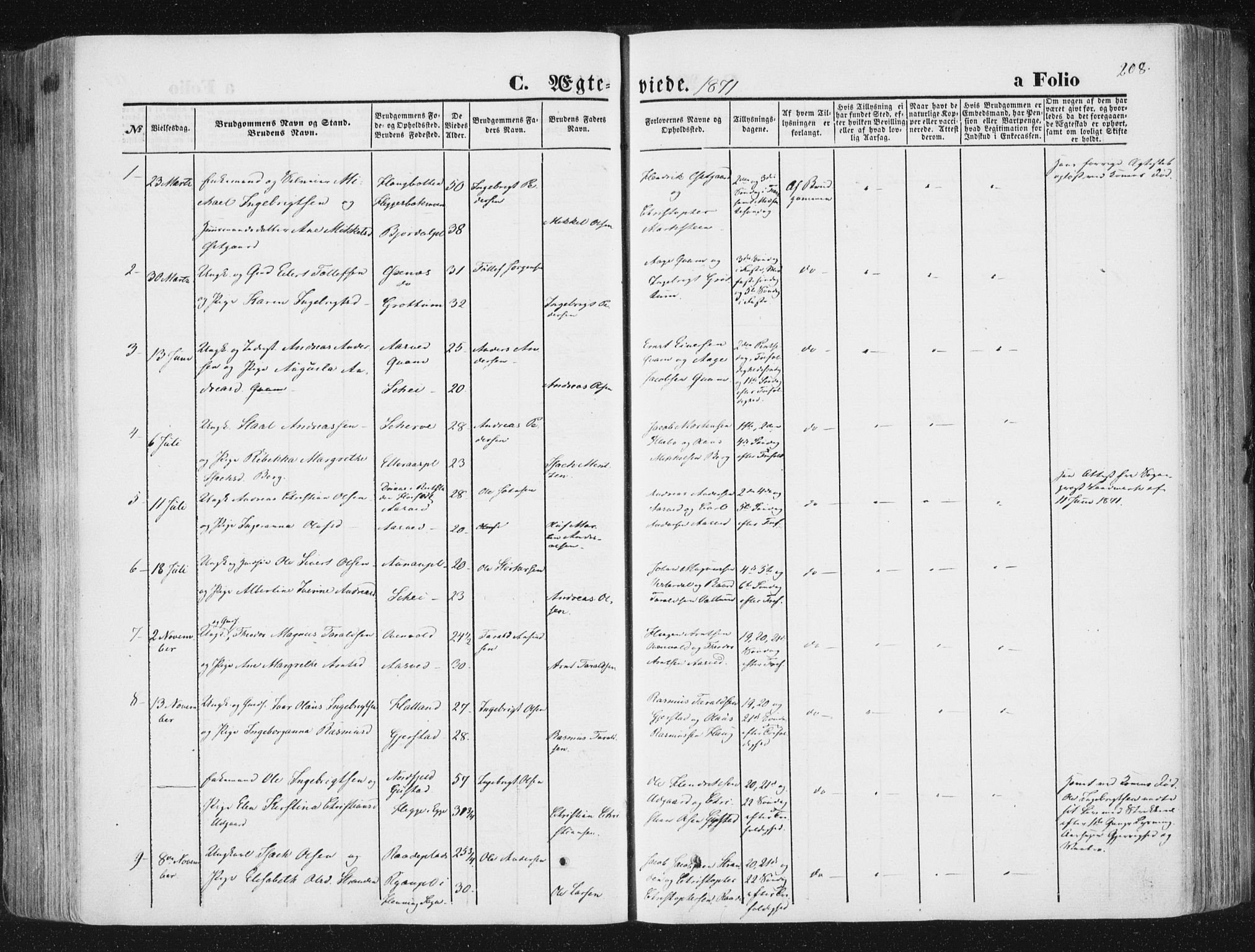 Ministerialprotokoller, klokkerbøker og fødselsregistre - Nord-Trøndelag, SAT/A-1458/746/L0447: Parish register (official) no. 746A06, 1860-1877, p. 208