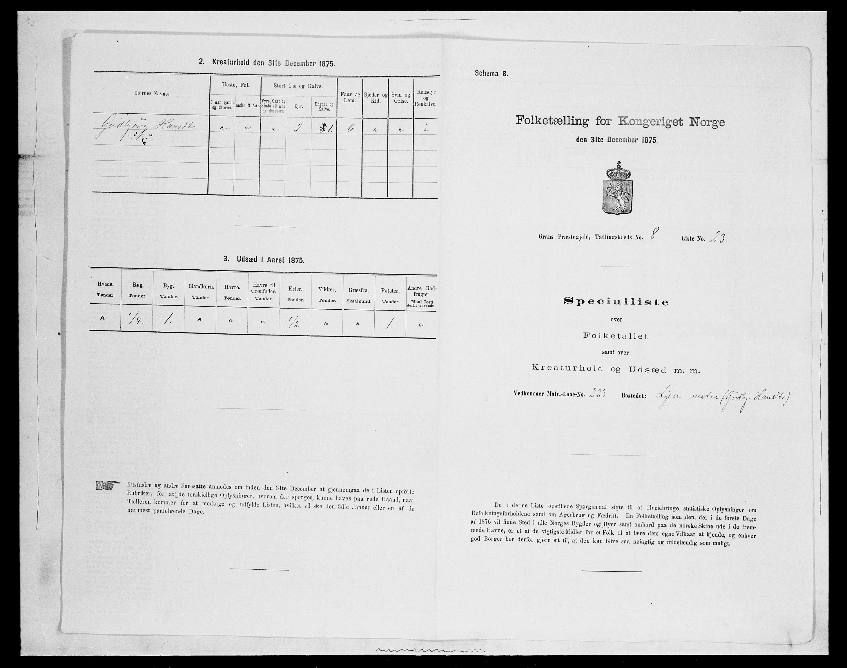 SAH, 1875 census for 0534P Gran, 1875, p. 1525