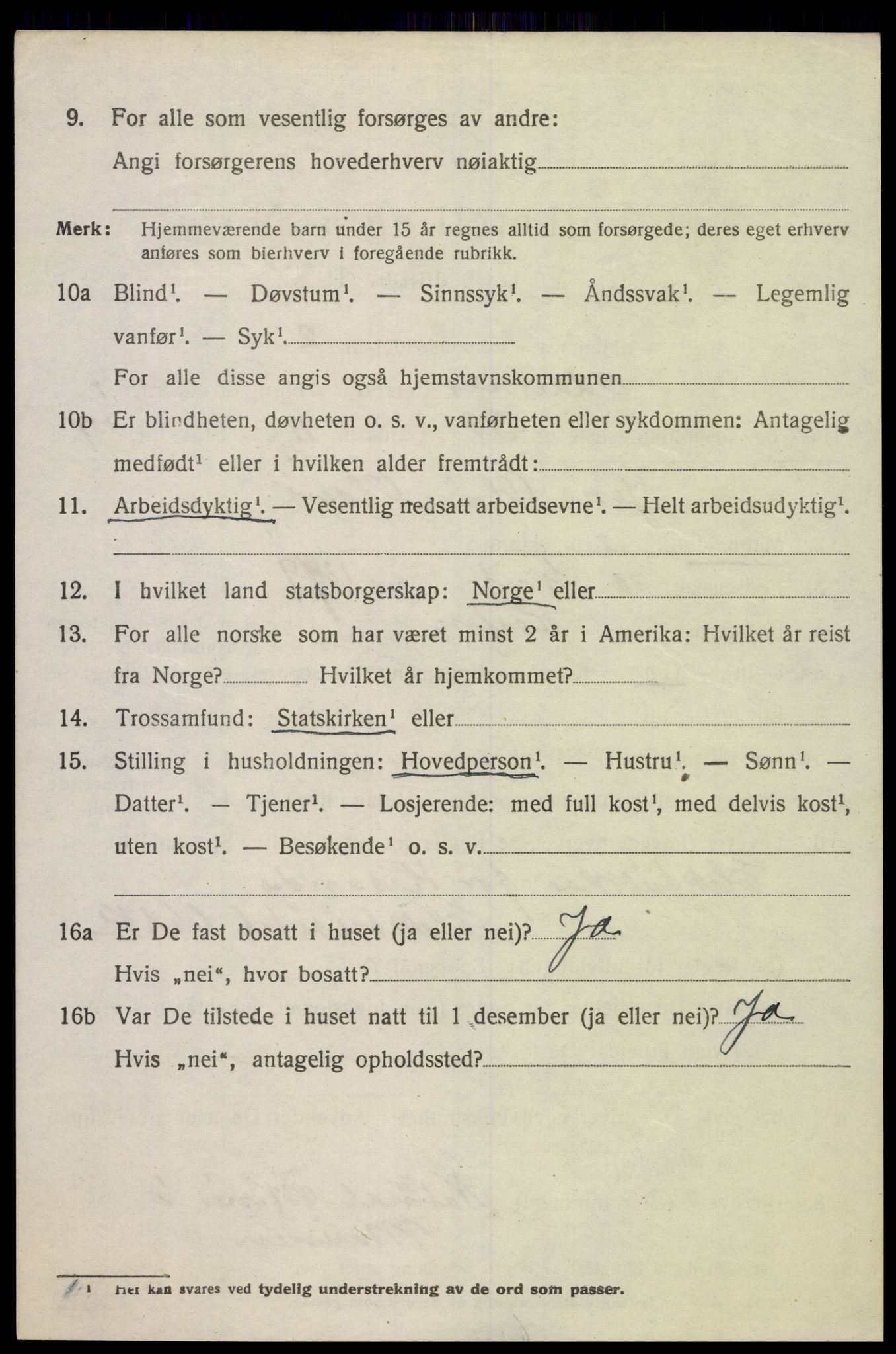 SAK, 1920 census for Oddernes, 1920, p. 4420