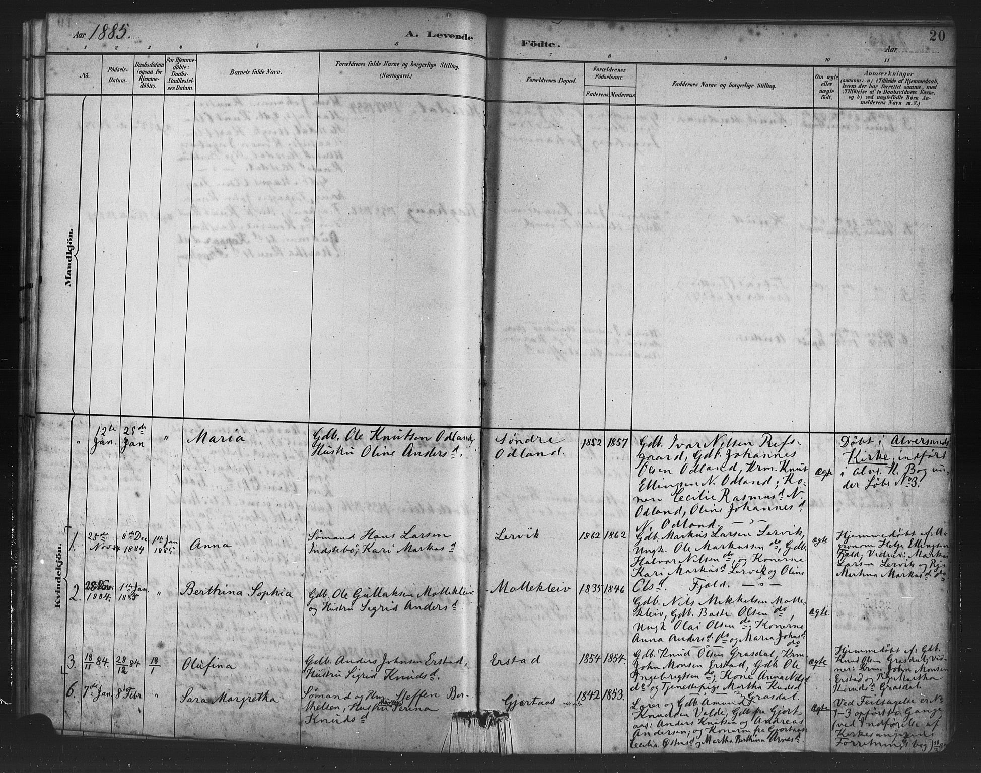 Alversund Sokneprestembete, AV/SAB-A-73901/H/Ha/Haa/Haac/L0001: Parish register (official) no. C 1, 1882-1900, p. 20