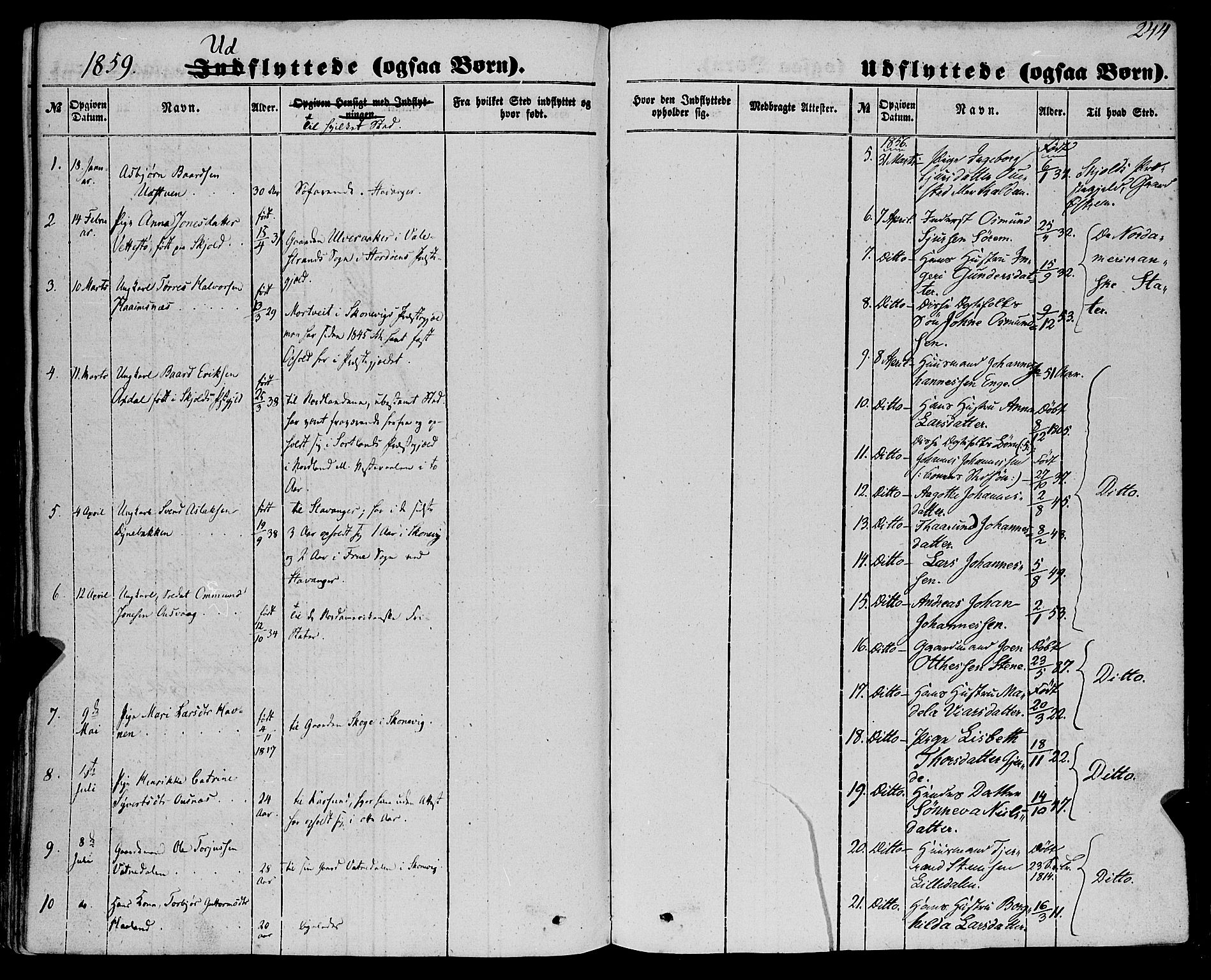 Etne sokneprestembete, AV/SAB-A-75001/H/Haa: Parish register (official) no. A 8, 1848-1862, p. 244