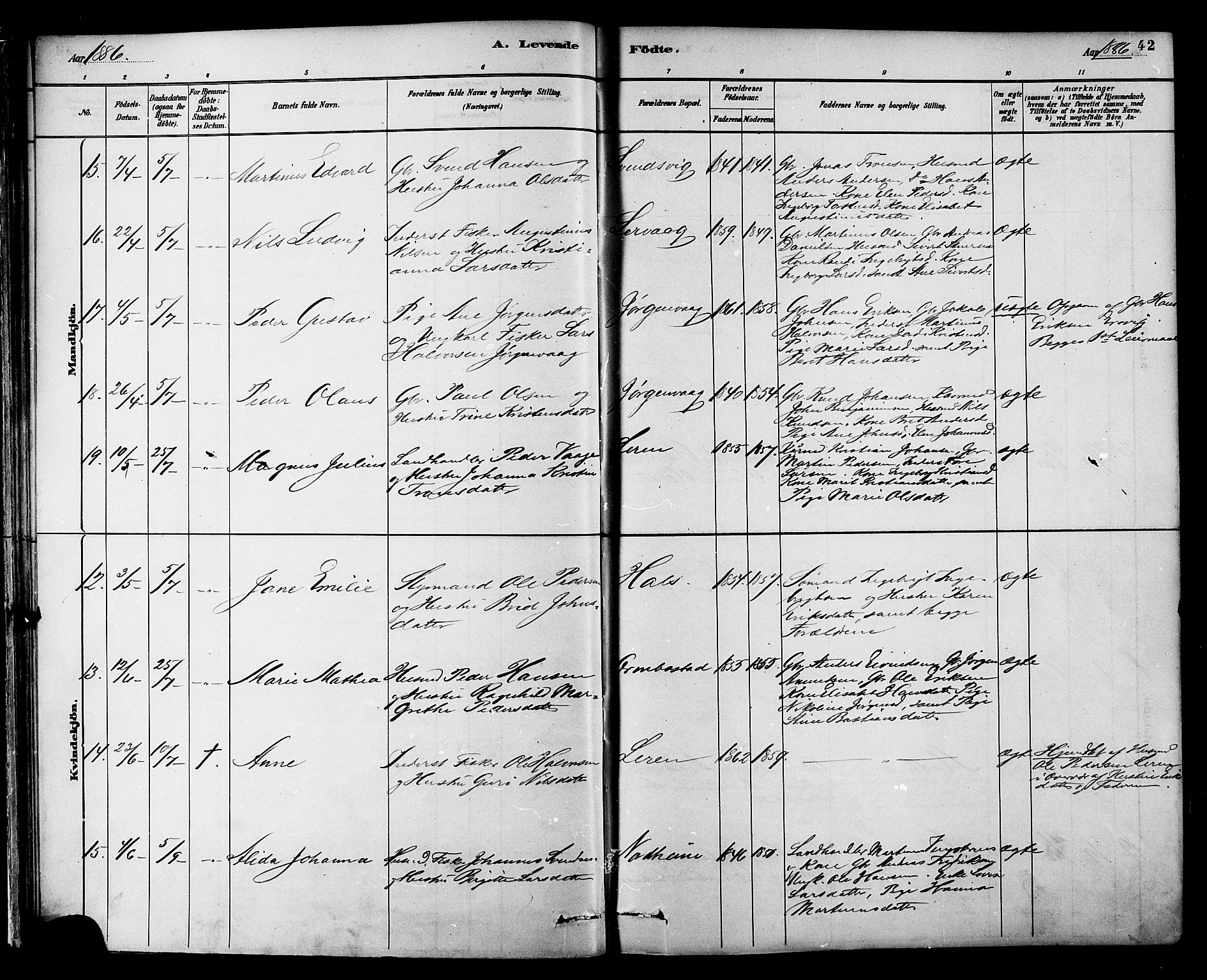 Ministerialprotokoller, klokkerbøker og fødselsregistre - Møre og Romsdal, AV/SAT-A-1454/577/L0896: Parish register (official) no. 577A03, 1880-1898, p. 42