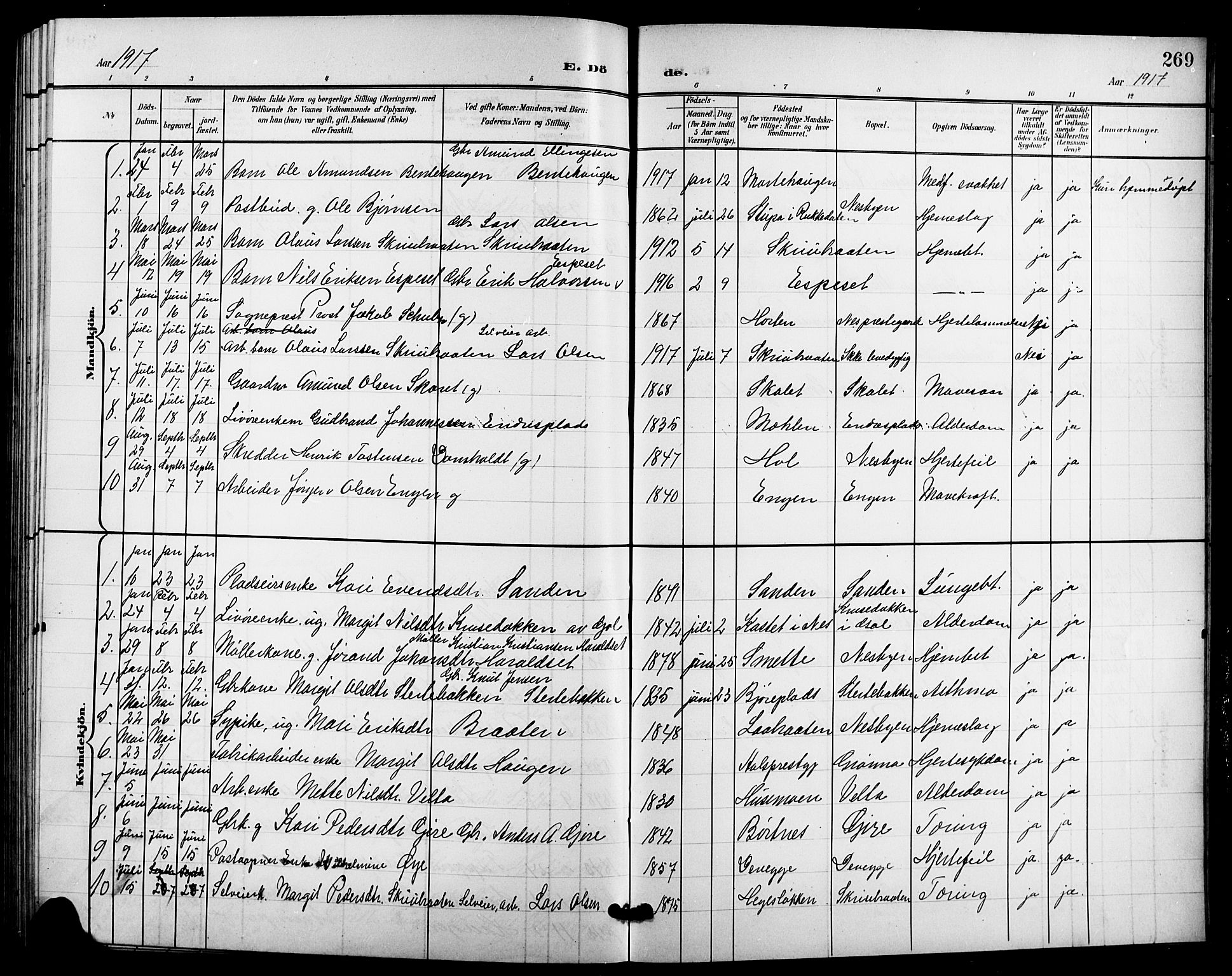 Nes kirkebøker, SAKO/A-236/G/Ga/L0004: Parish register (copy) no. I 4, 1900-1925, p. 269