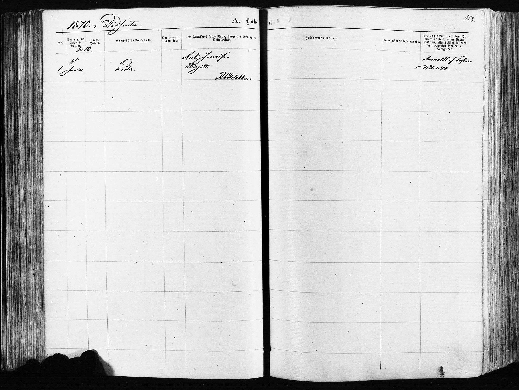 Østre Aker prestekontor Kirkebøker, SAO/A-10840/F/Fa/L0003: Parish register (official) no. I 3, 1869-1875, p. 128