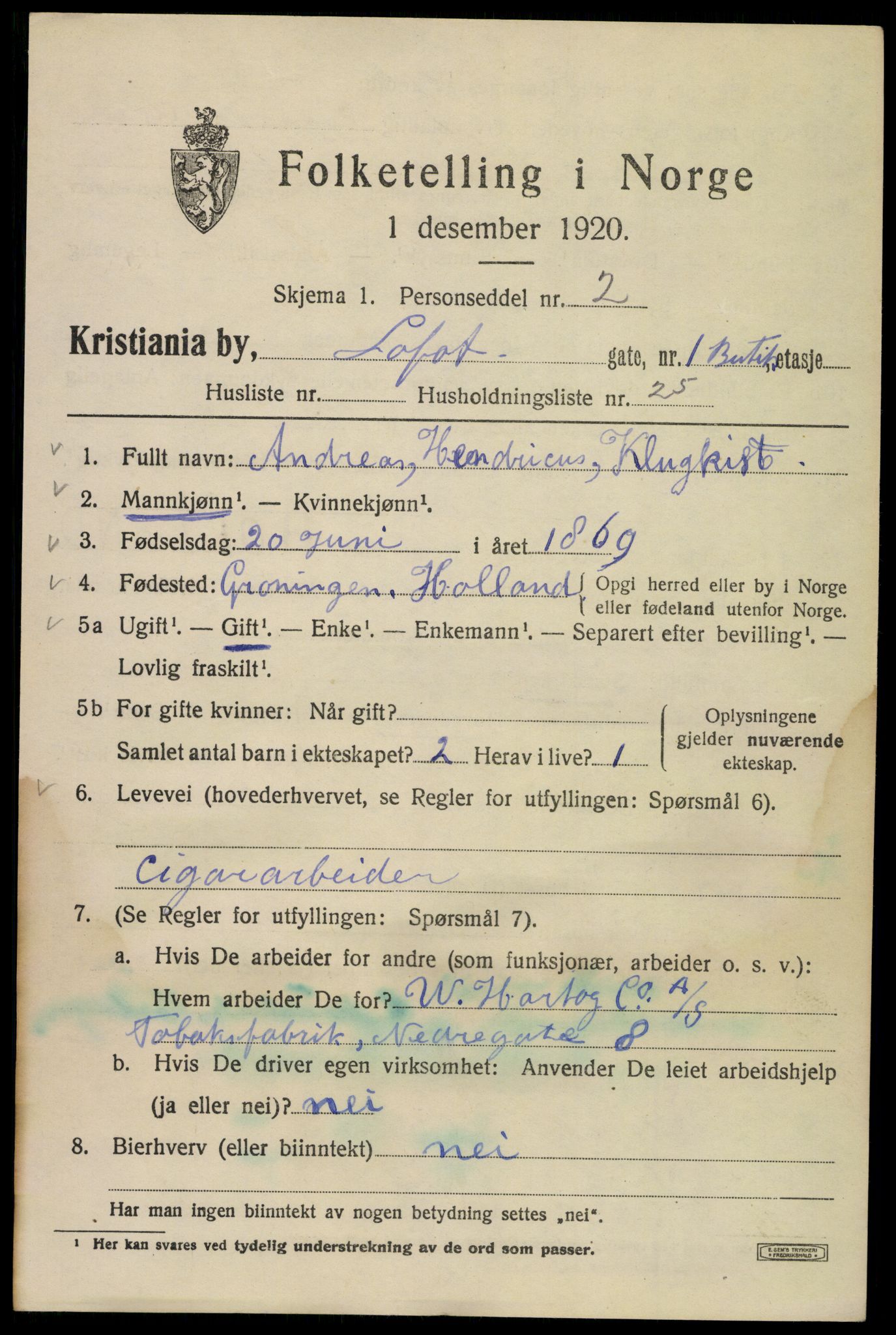 SAO, 1920 census for Kristiania, 1920, p. 366477