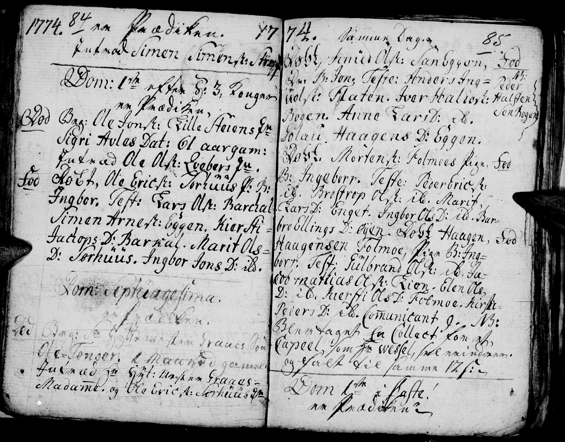 Tynset prestekontor, SAH/PREST-058/H/Ha/Hab/L0009: Parish register (official) no. 9, 1769-1781, p. 84-85