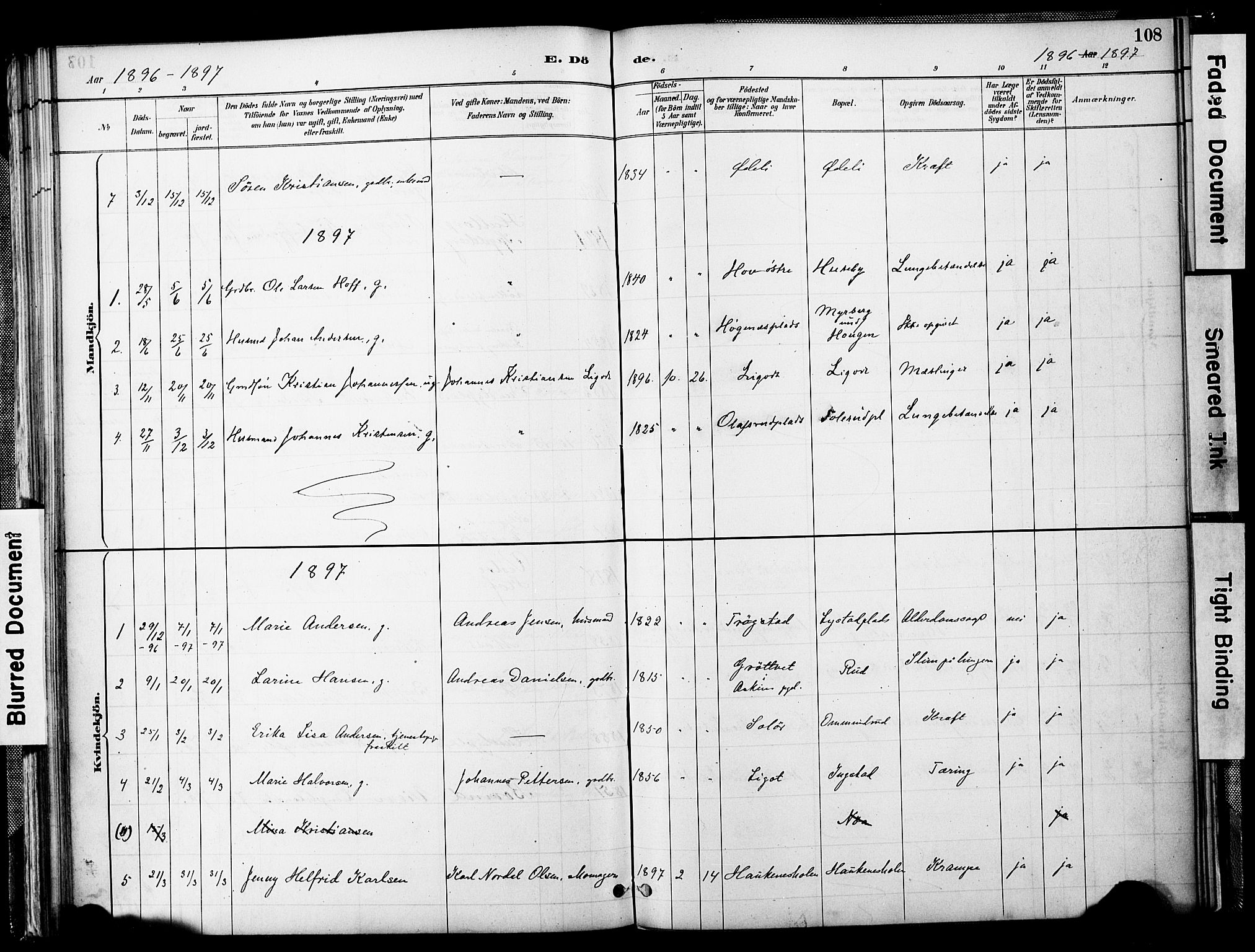 Spydeberg prestekontor Kirkebøker, AV/SAO-A-10924/F/Fb/L0001: Parish register (official) no. II 1, 1886-1907, p. 108