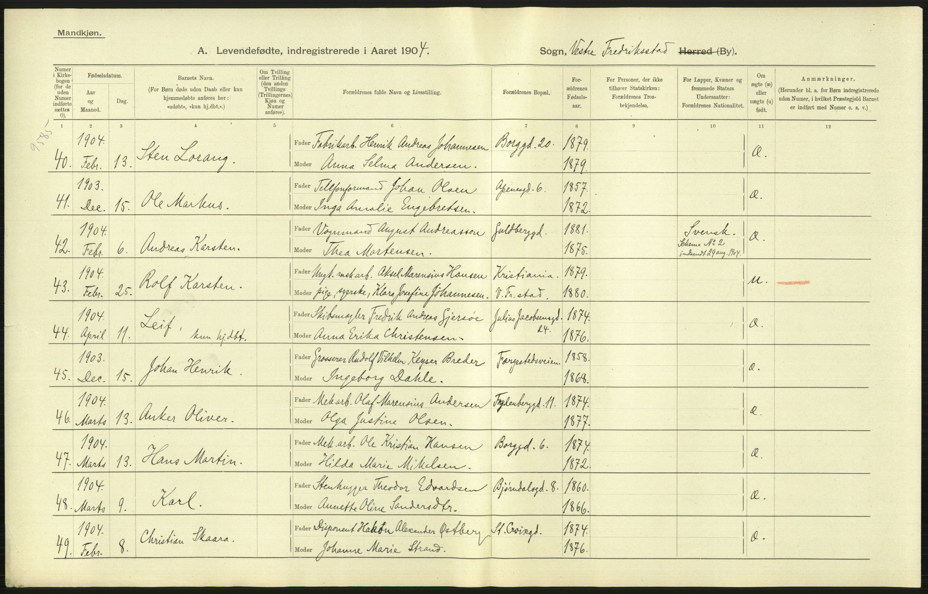 Statistisk sentralbyrå, Sosiodemografiske emner, Befolkning, AV/RA-S-2228/D/Df/Dfa/Dfab/L0001: Smålenenes amt: Fødte, gifte, døde, 1904, p. 179