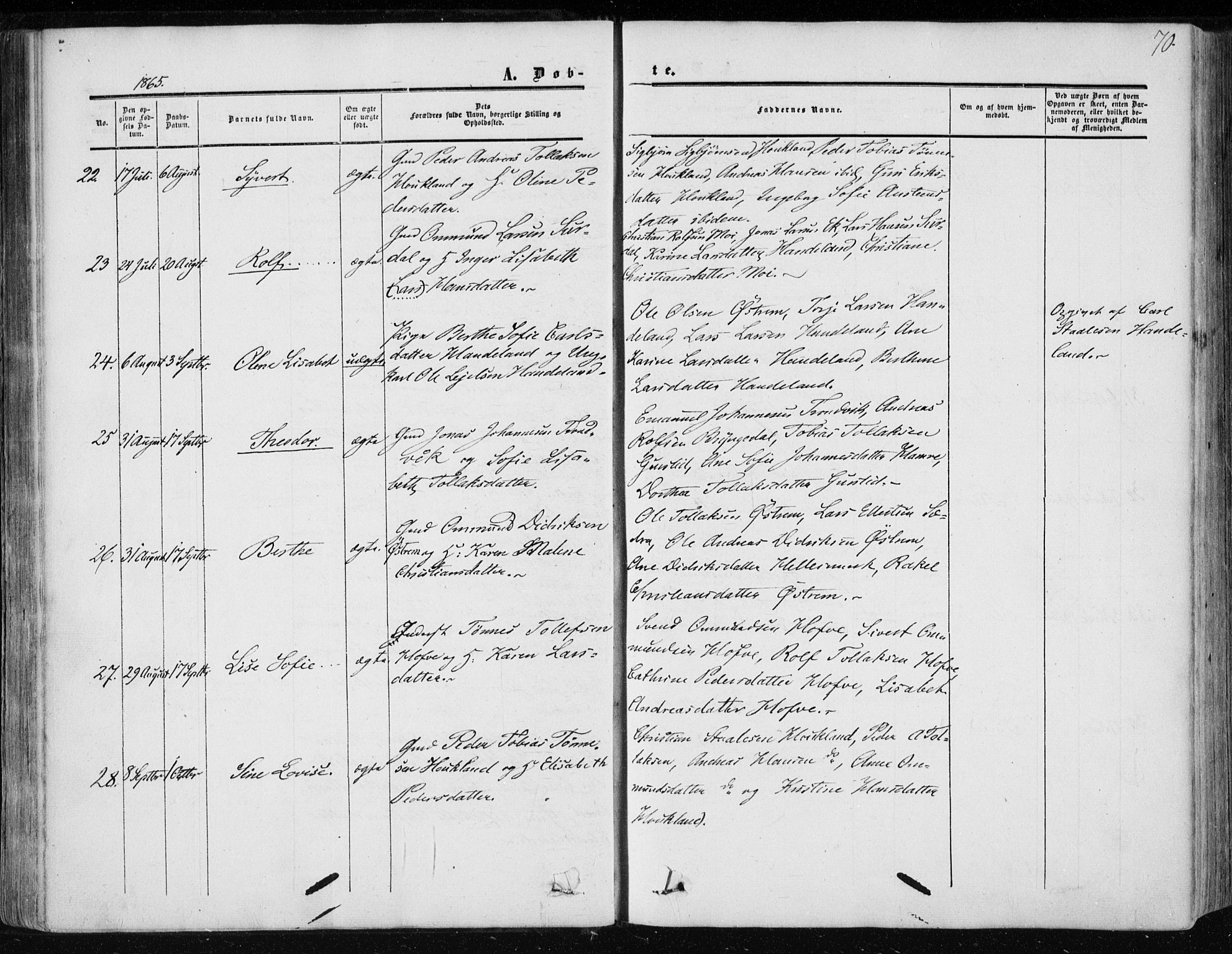 Lund sokneprestkontor, AV/SAST-A-101809/S06/L0009: Parish register (official) no. A 8, 1853-1877, p. 70