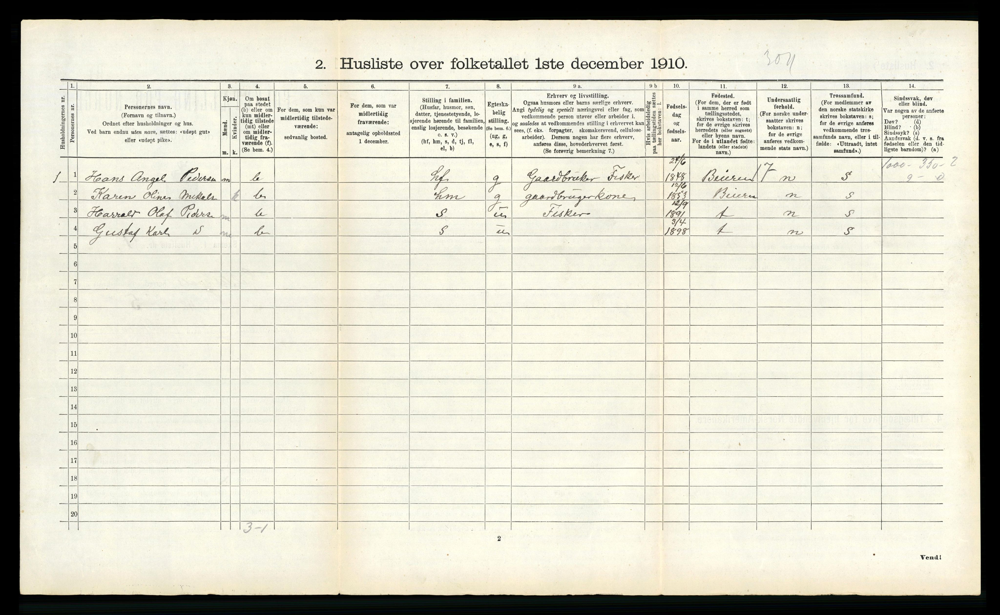 RA, 1910 census for Gildeskål, 1910, p. 804