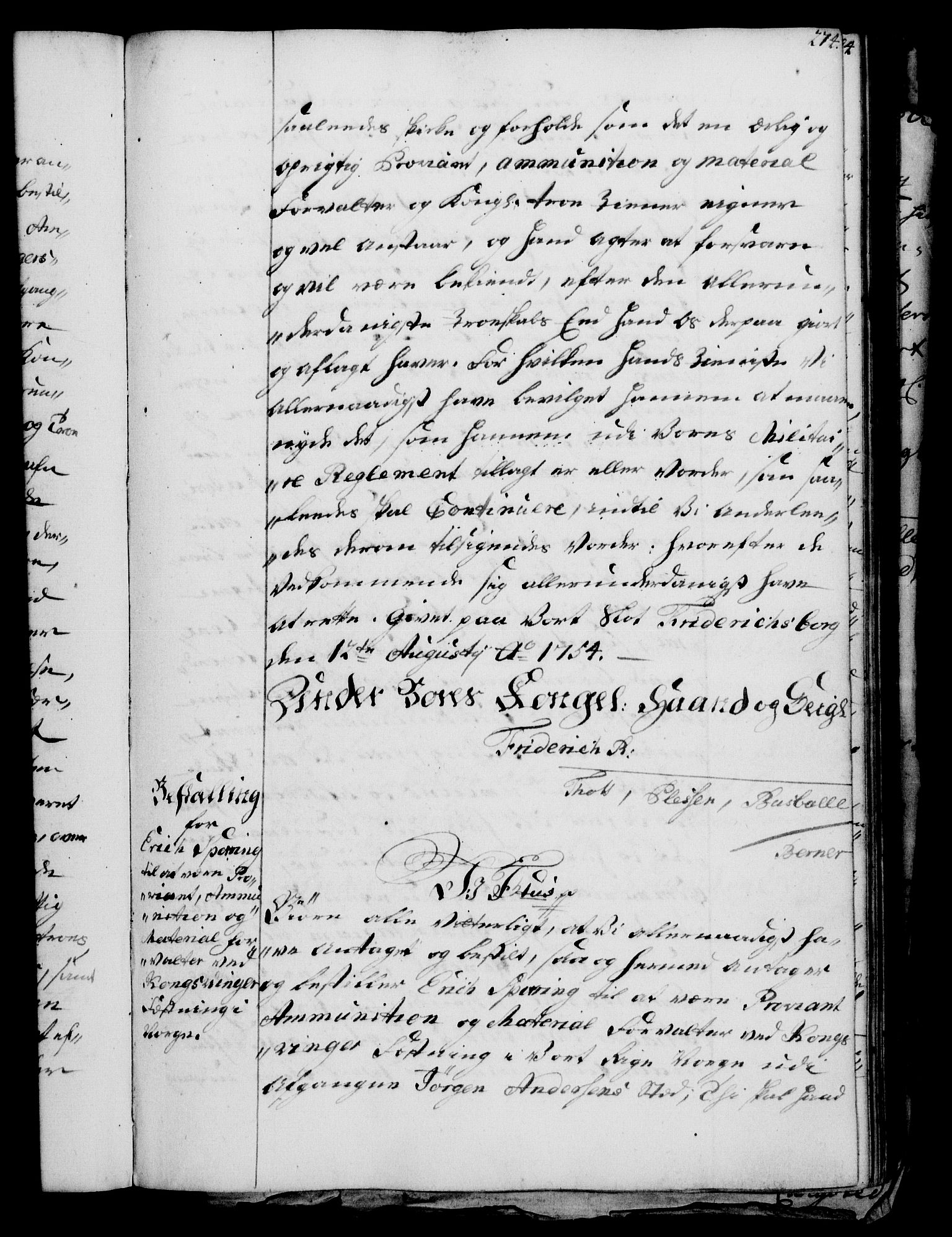 Rentekammeret, Kammerkanselliet, RA/EA-3111/G/Gg/Gge/L0003: Norsk bestallingsprotokoll med register (merket RK 53.27), 1745-1761, p. 274