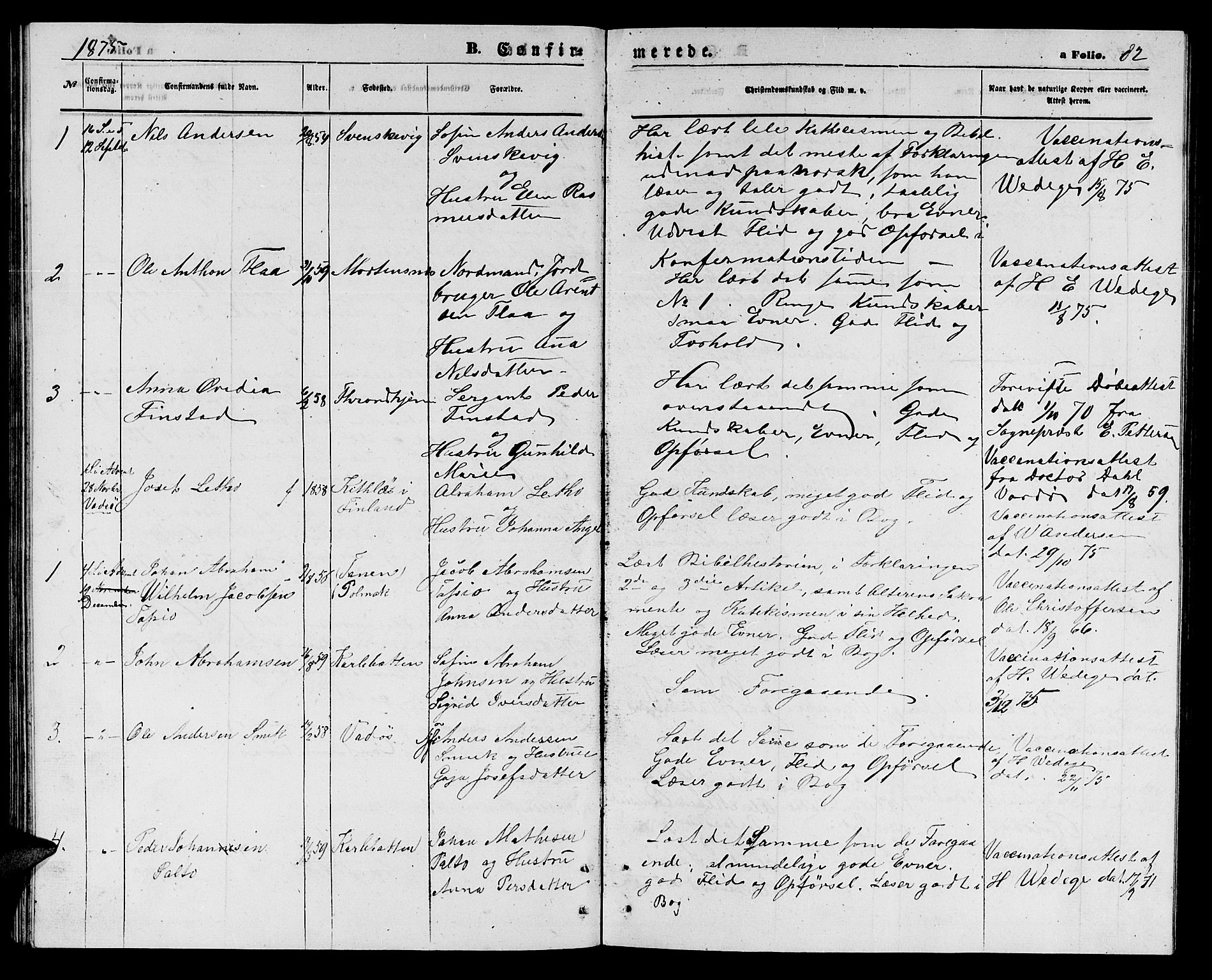 Nesseby sokneprestkontor, SATØ/S-1330/H/Hb/L0003klokker: Parish register (copy) no. 3, 1869-1876, p. 82