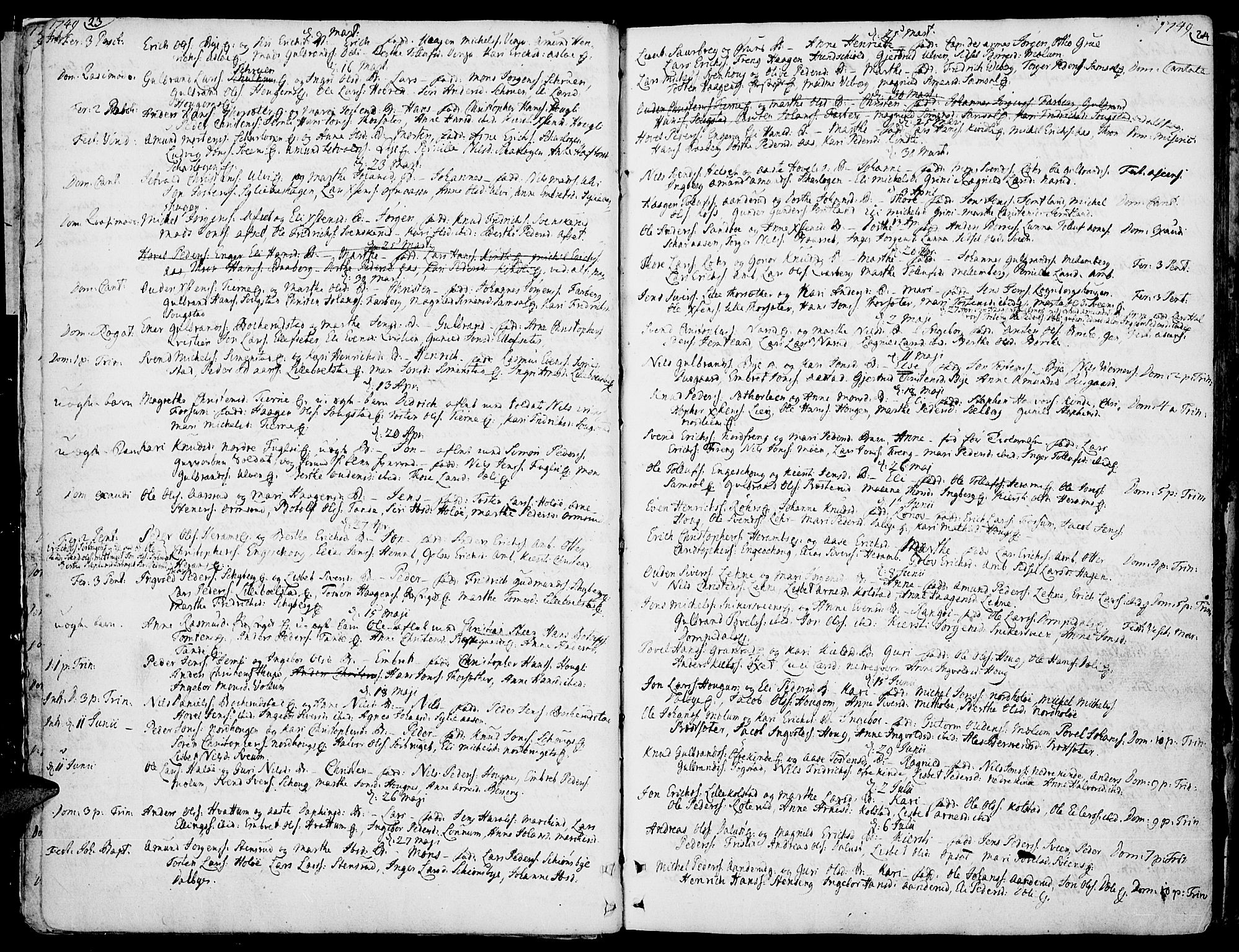 Ringsaker prestekontor, AV/SAH-PREST-014/K/Ka/L0002: Parish register (official) no. 2, 1747-1774, p. 23-24