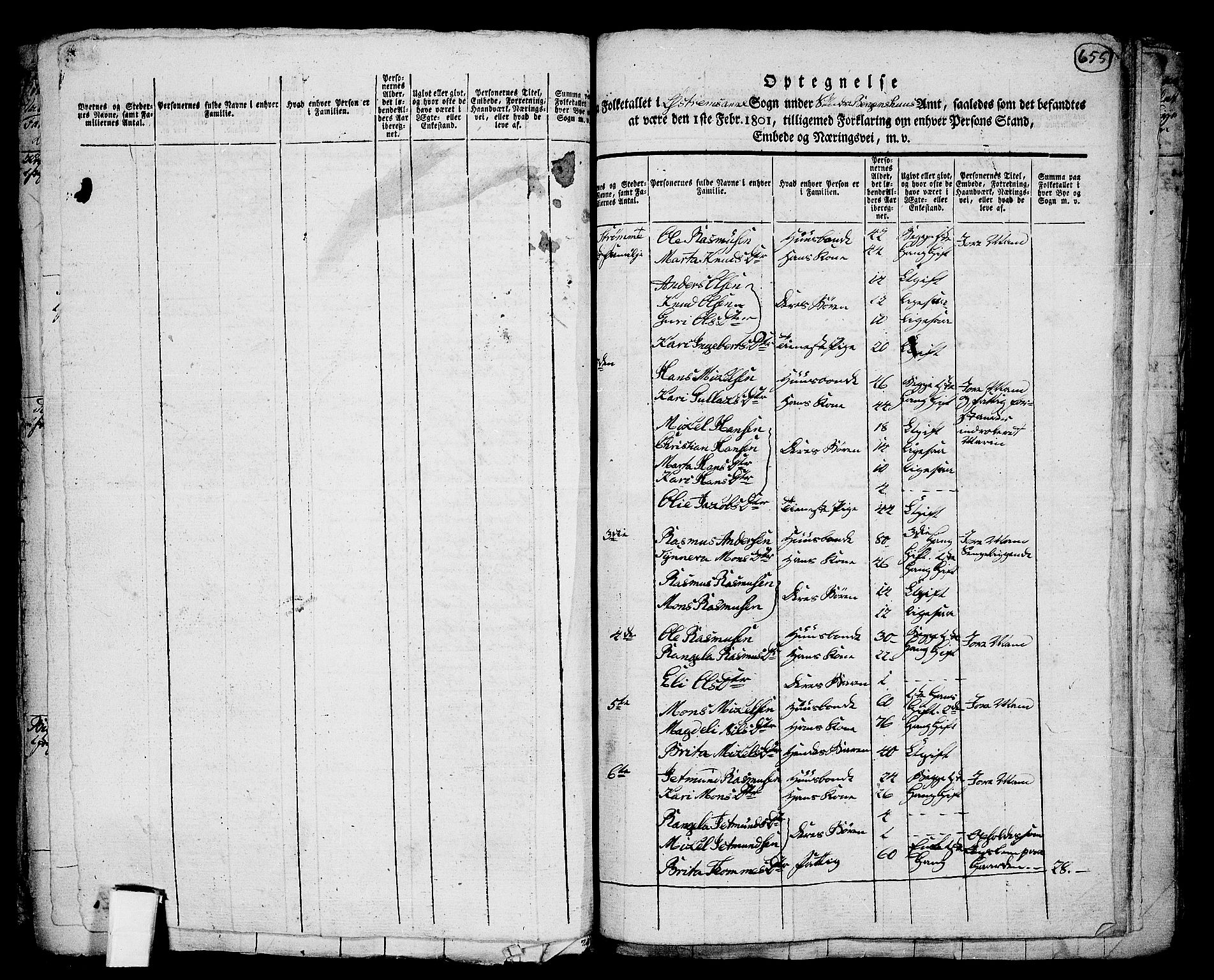 RA, 1801 census for 1263P Lindås, 1801, p. 654b-655a